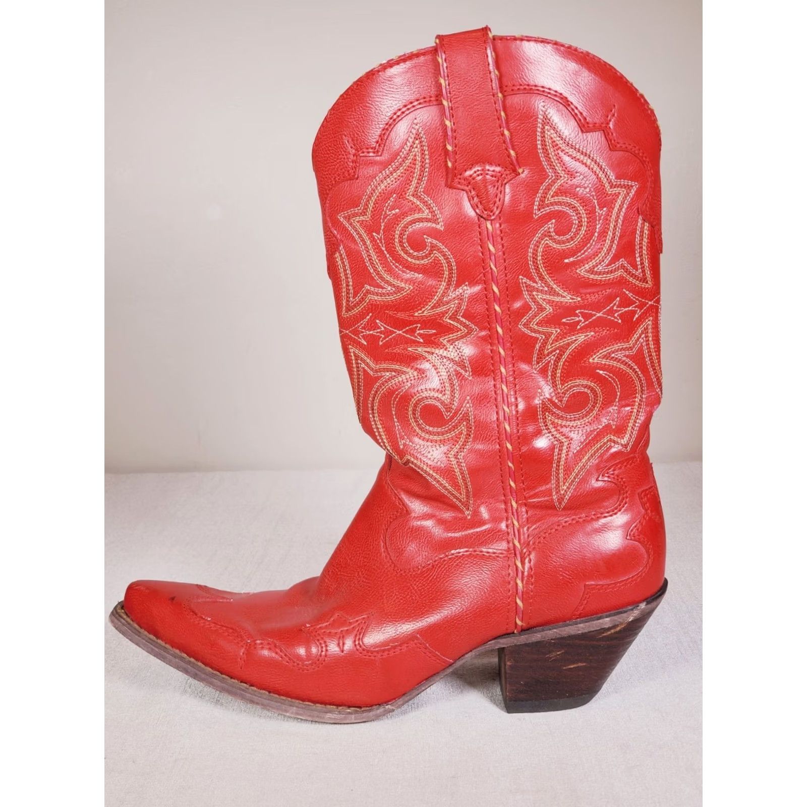 Durango Durango Crush Women's Western Boot Red 12" Fox Tip Collar US 10 M Rubber Outsole Embroidered Faux Leather Western Boot Size US 10 / IT 40 - 5 Thumbnail