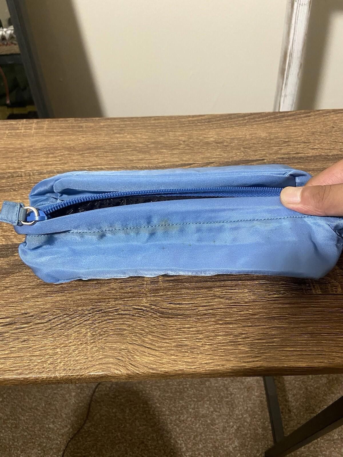 Prada Prada blue nylon logo-lined clutch pouch bag w strap, good* Size ONE SIZE - 7 Thumbnail
