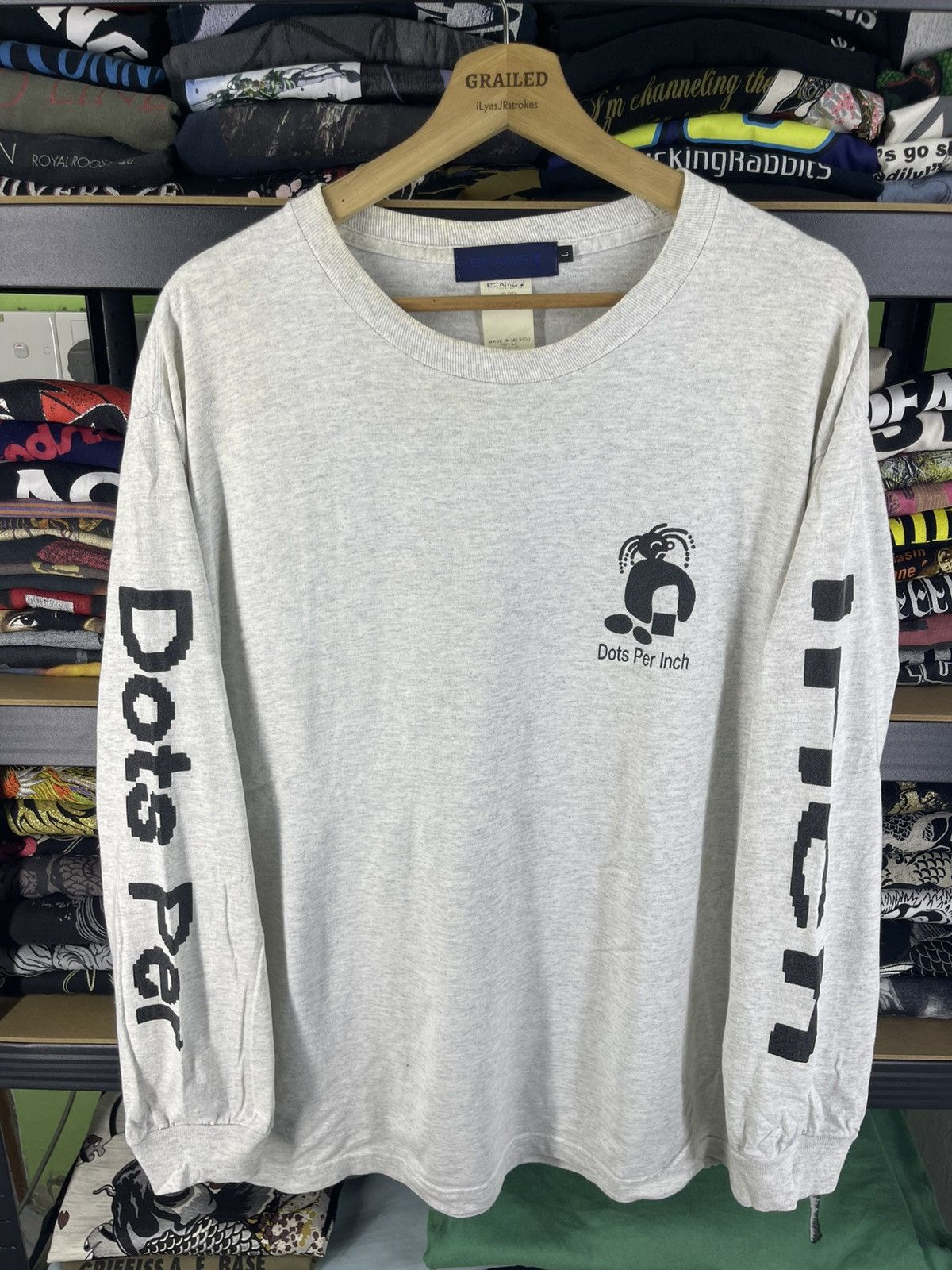 Beams Japan Vintage Beams Design Dots Per Inch Long Sleeve Shirt Tee Size US L / EU 52-54 / 3 - 2 Thumbnail