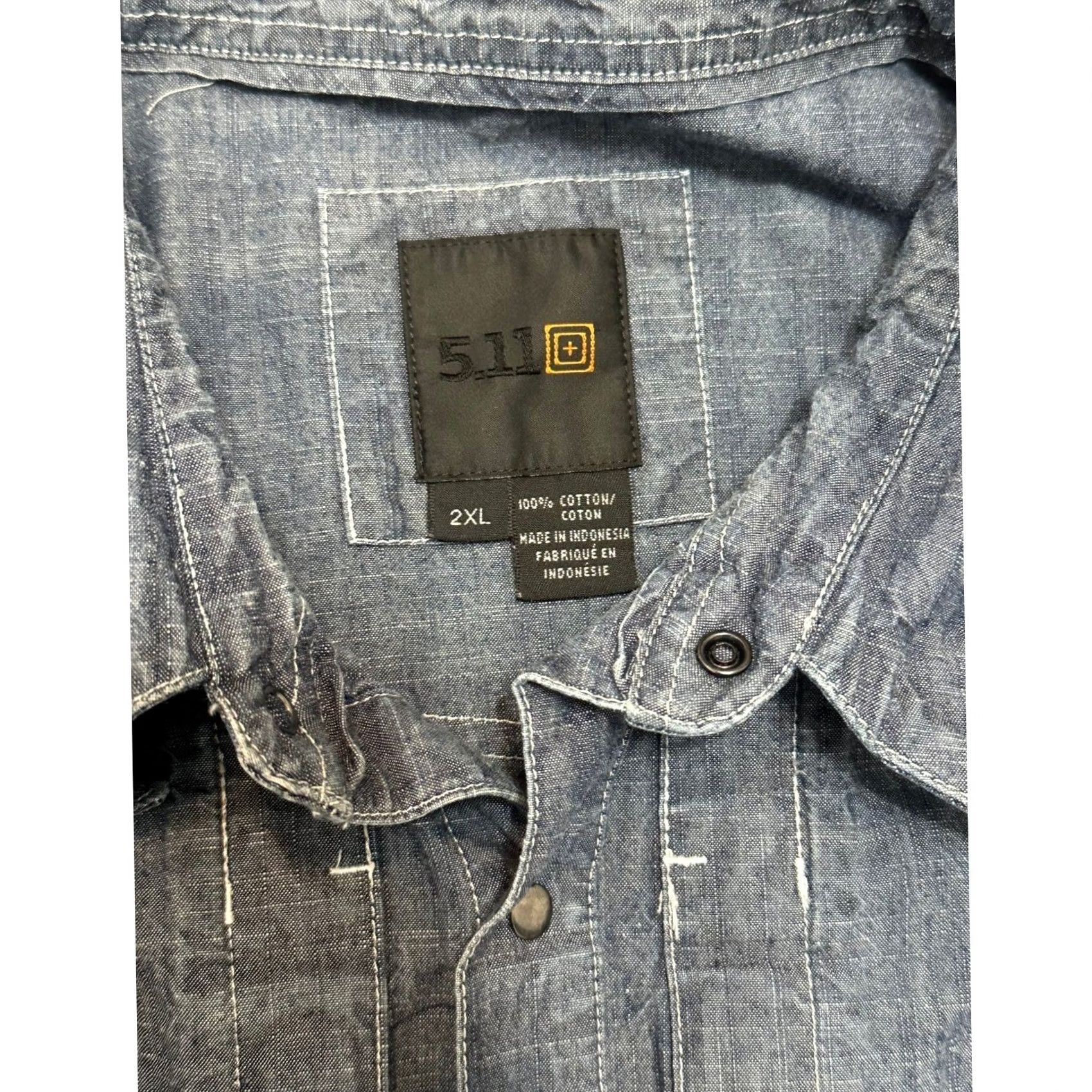 Vintage 5.11 Tactical Work Shirt Men's Denim Chambray LS Snap Button Size 2XL Size US XXL / EU 58 / 5 - 4 Thumbnail