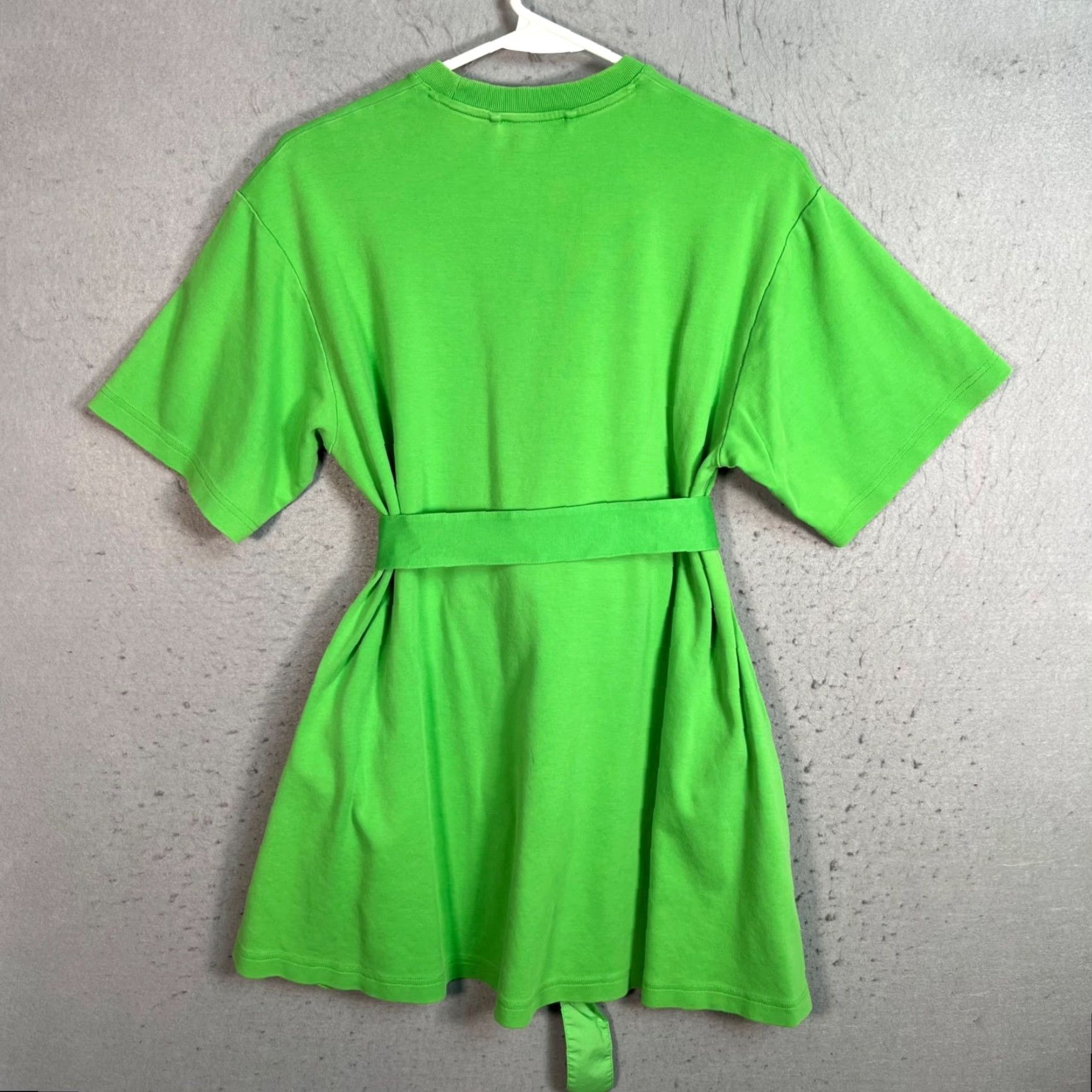 COS Womens XS Bright Green Cotton Dress With Waist Tie & Pockets Dress