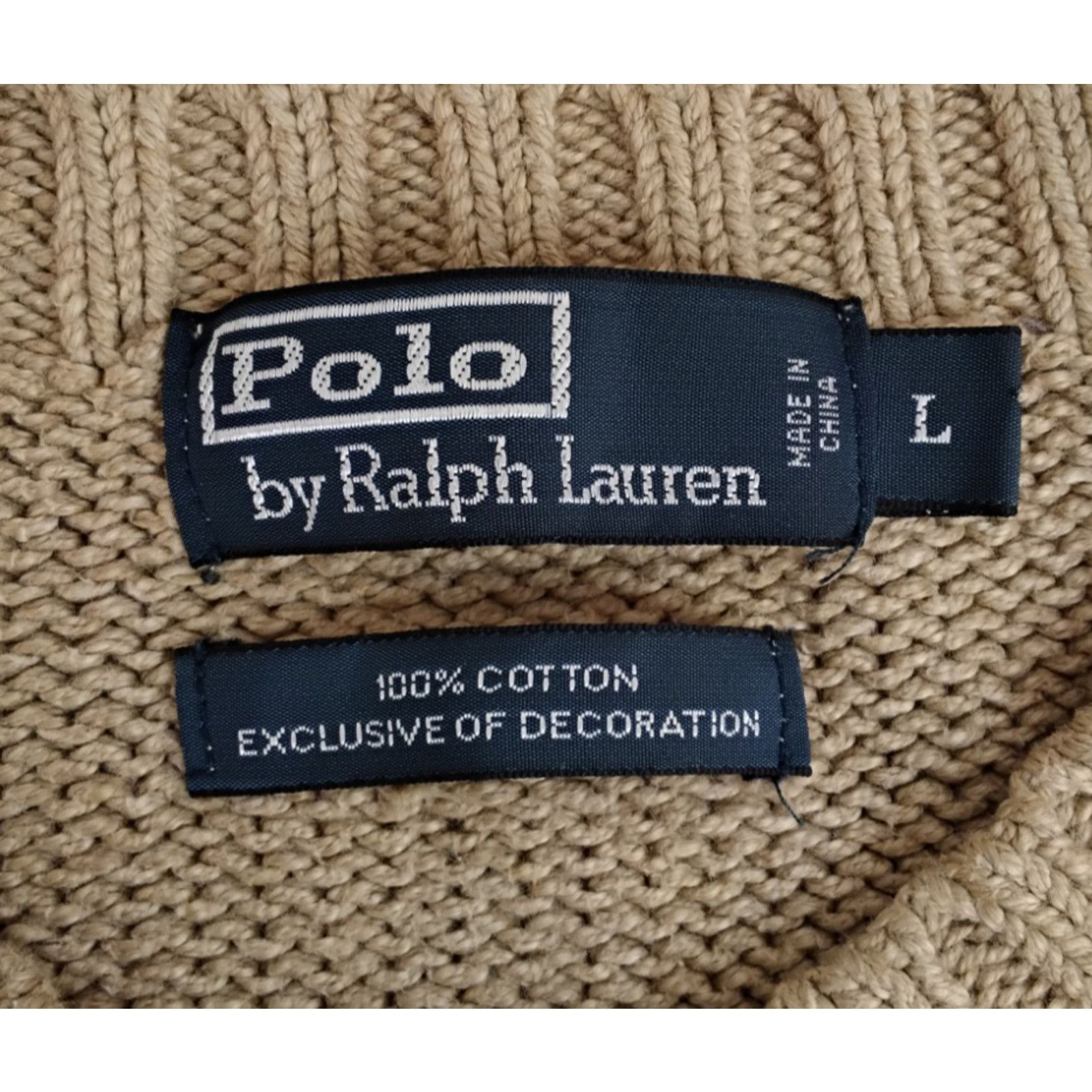 Polo Ralph Lauren Polo Ralph Lauren Sweater Men's L Tan 100% Cotton Crew Neck Size US L / EU 52-54 / 3 - 8 Thumbnail