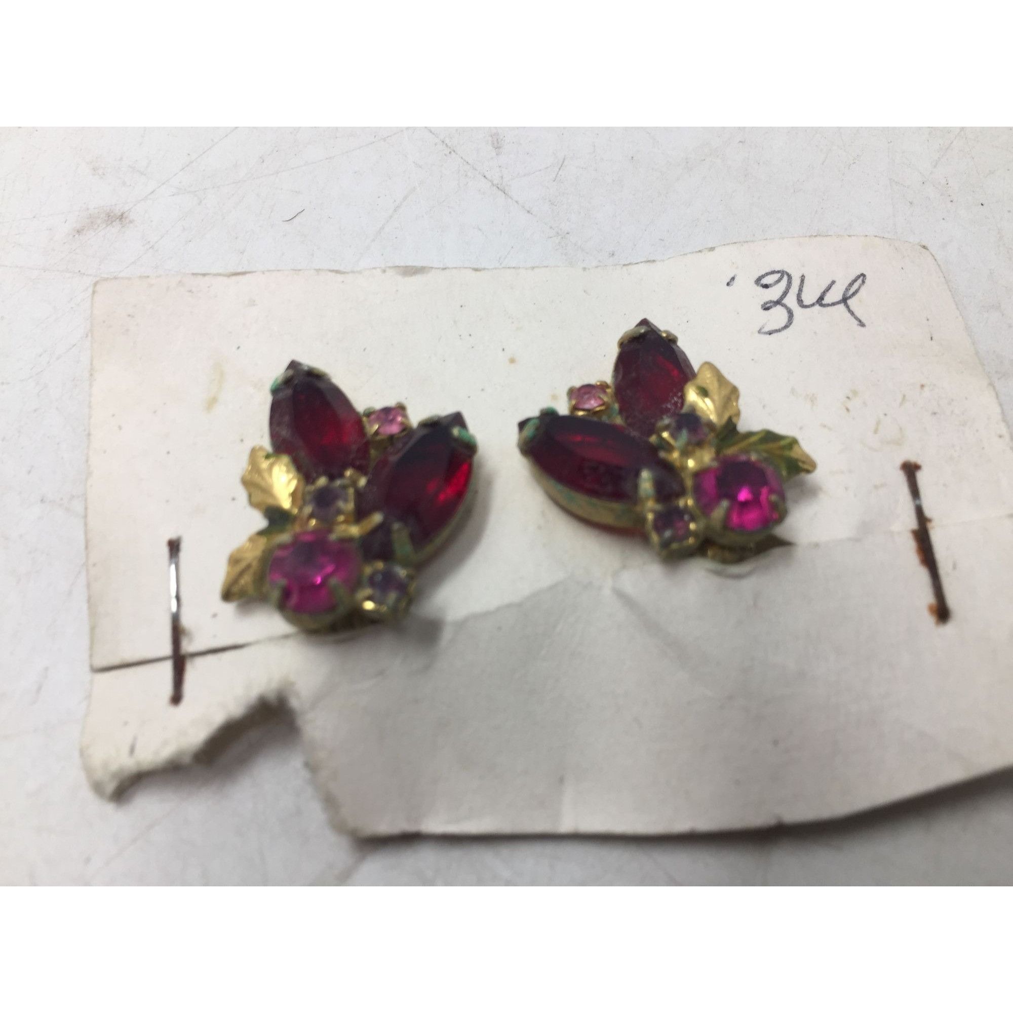 Other Vintage Pink Marquise Rhinestone Gold Tone Clip On Earrings Size ONE SIZE - 5 Thumbnail