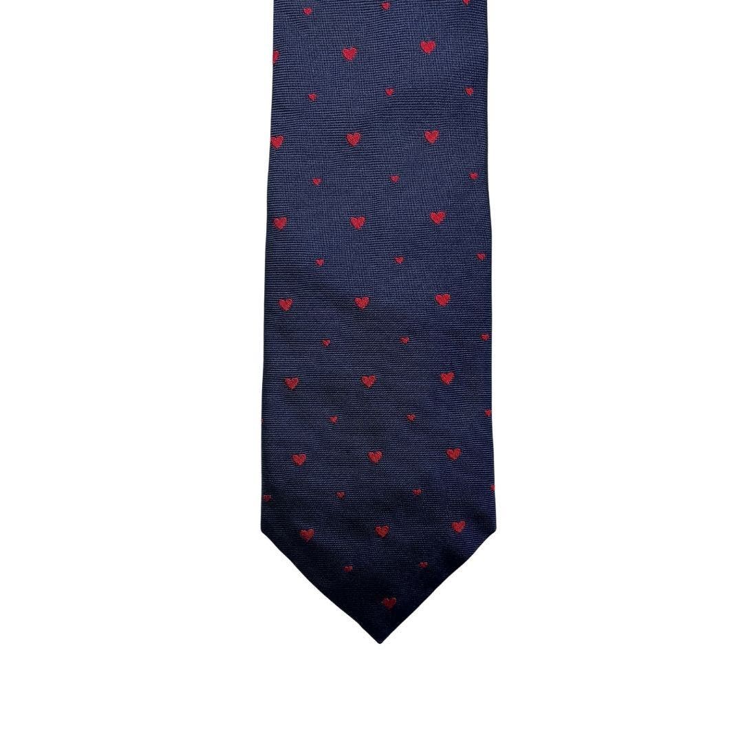 5-97 PAUL SMITH NWT Tie Hearts 100% Silk Navy Red