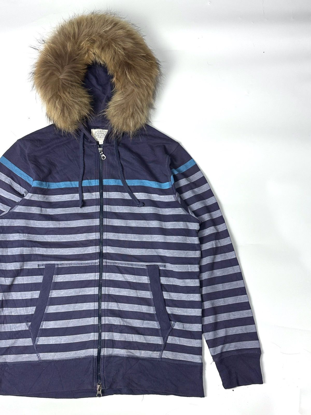 Hysteric Glamour × Japanese Brand × Le Grande Bleu (L.G.B.) Fur hoodie stripe 2000s Japanese ifsix lgb styled Size US L / EU 52-54 / 3 - 4 Thumbnail