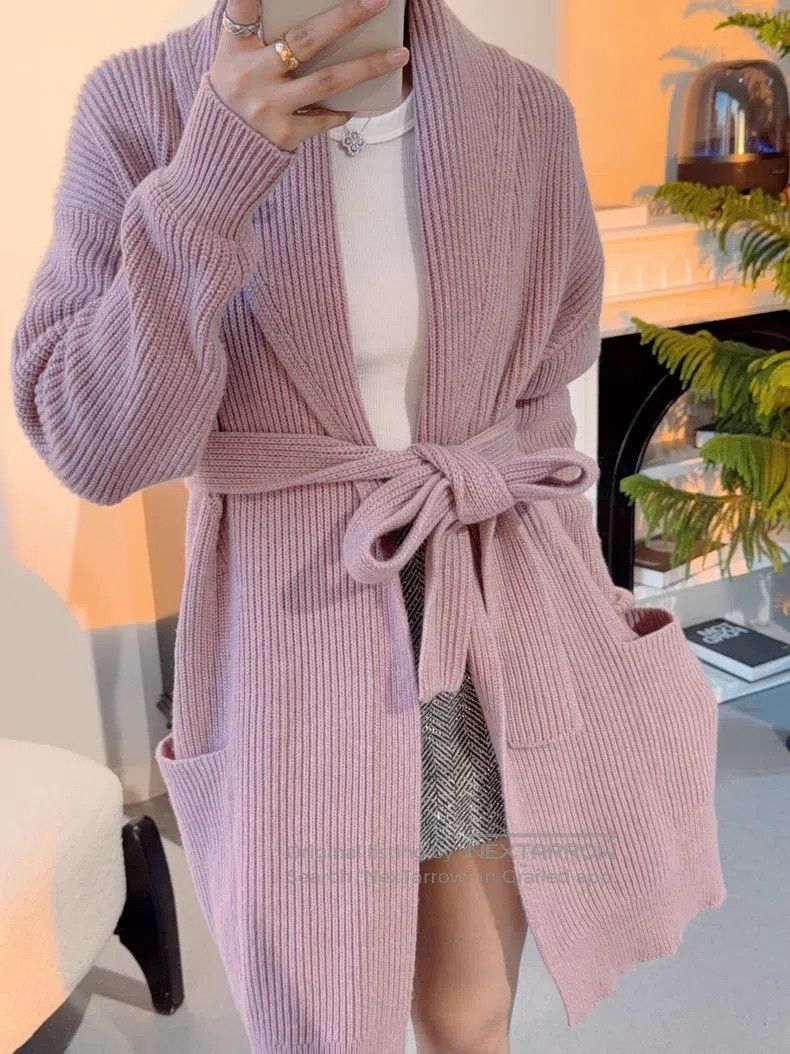 Hermes Hermes Pink Cashmere Long Knit Cardigan Size XXS / US 00 / IT 34 - 5 Thumbnail