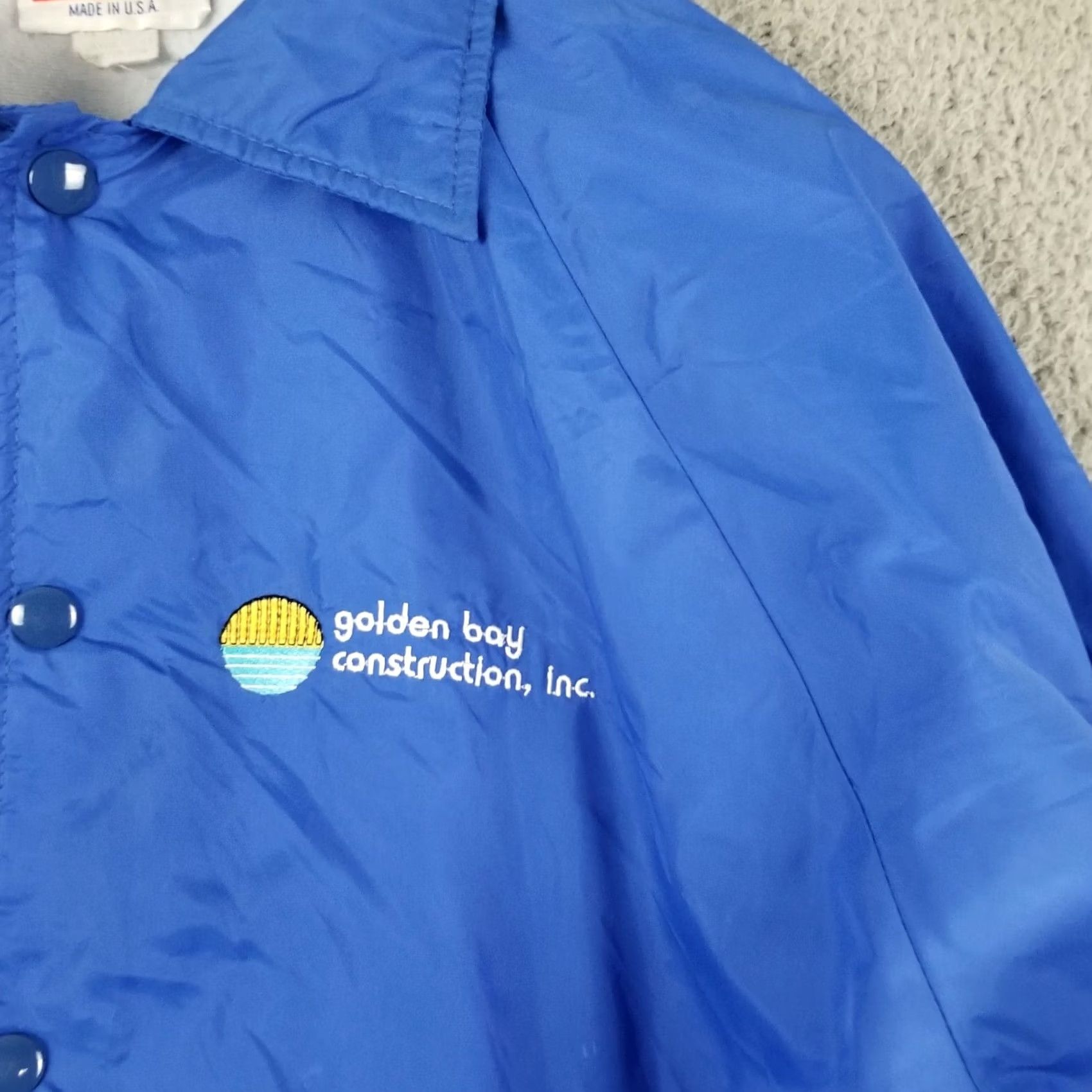 Vintage VINTAGE Hartwell Golden Boy Construction Satin Jacket Mens L Blue Bomber Jacket Size US L / EU 52-54 / 3 - 2 Thumbnail