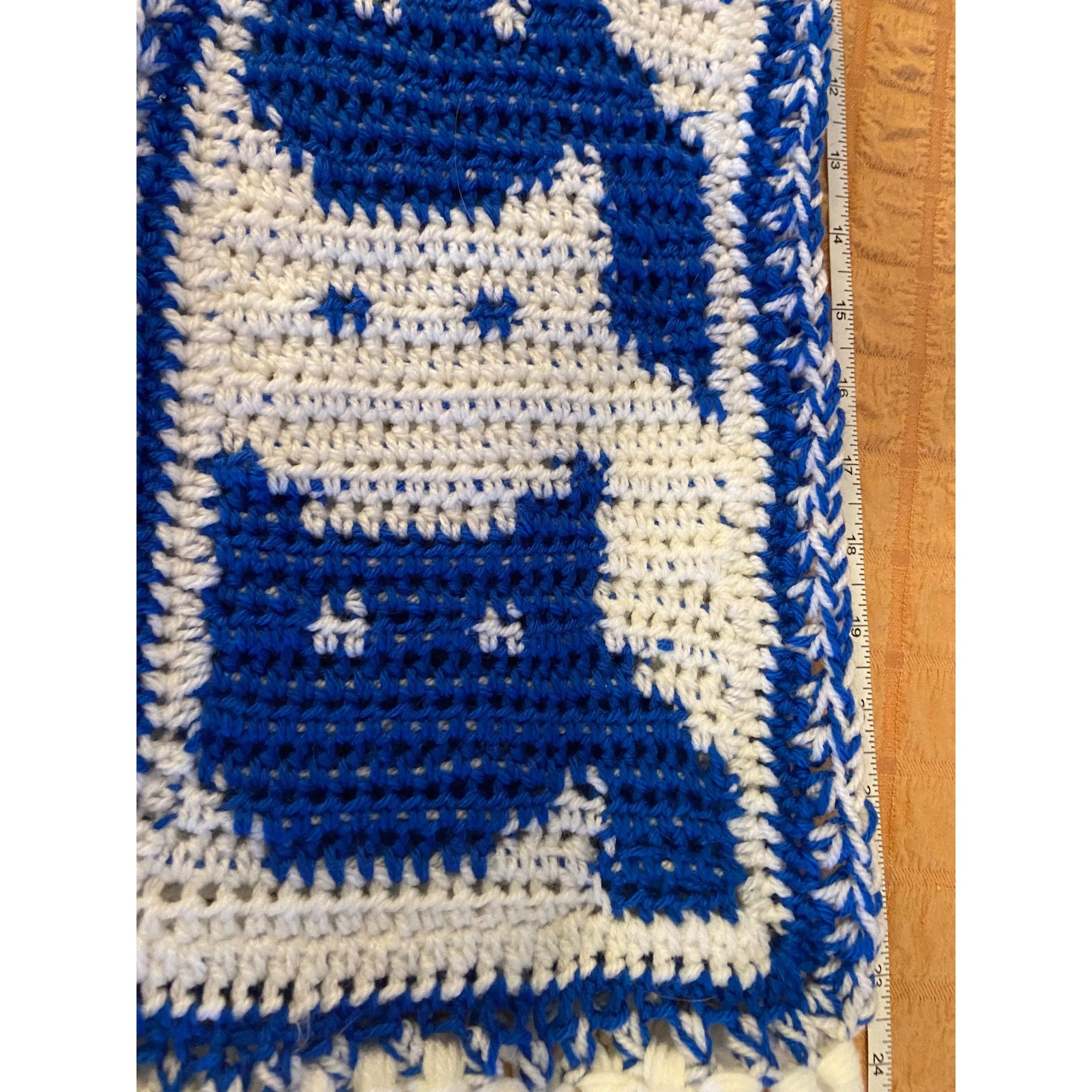 Other Handmade Crochet Cat Winter Scarf 62" Blue & White W/8” Frin Size ONE SIZE - 6 Thumbnail