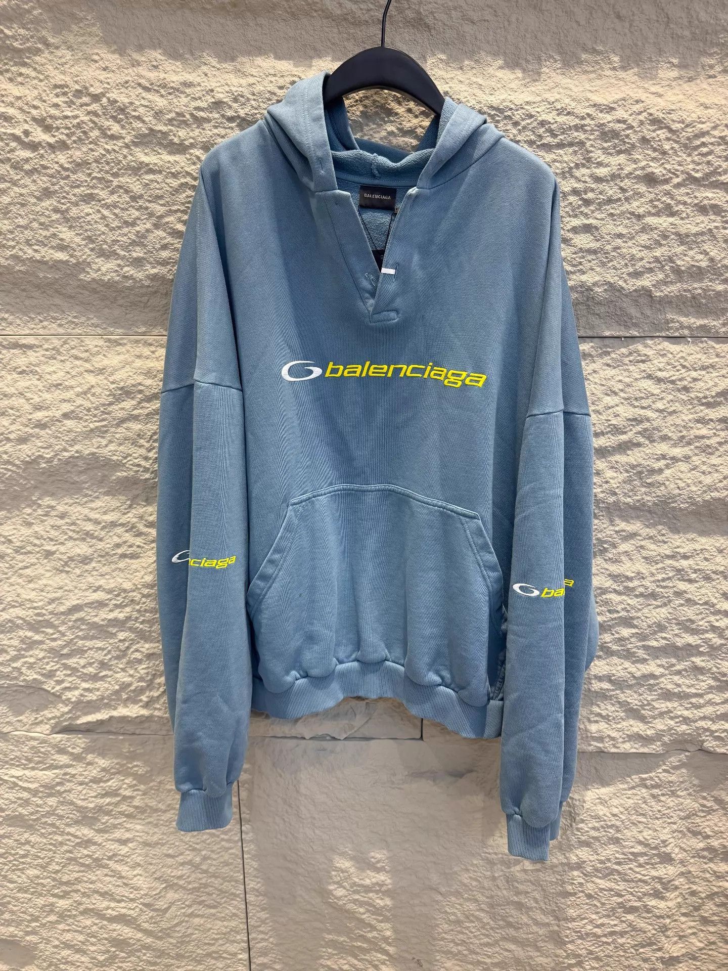 Balenciaga Blue Hoodie with Front Pocket and Long Sleeves Size US M / EU 48-50 / 2 - 1 Thumbnail