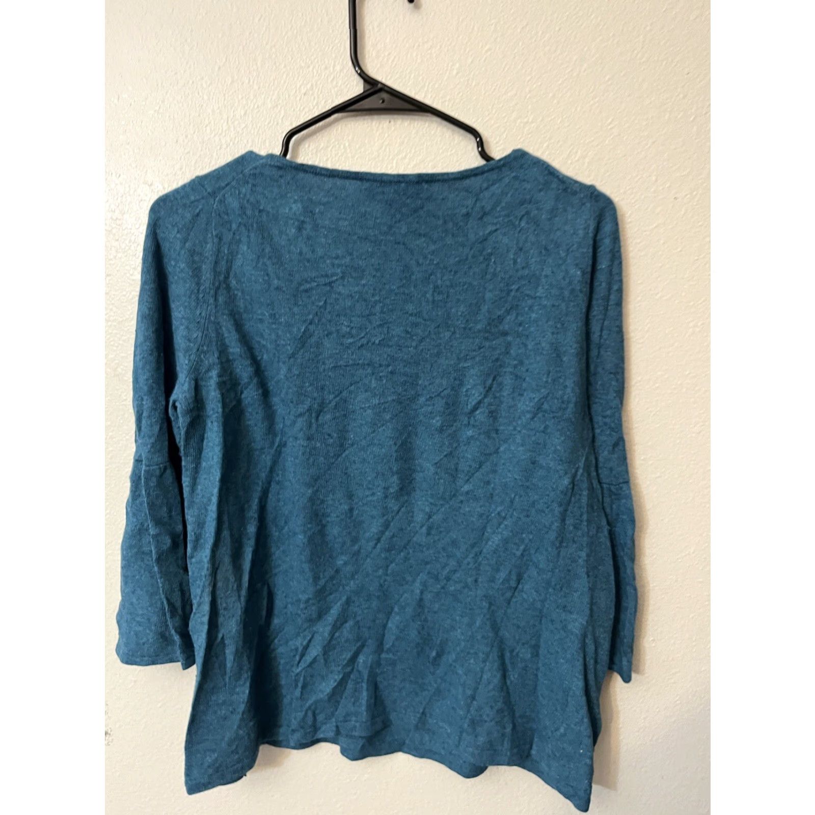 Ann Taylor VINTAGE Ann Taylor Loft Sweater Womens Small Blue Italian Yarn 3/4 Sleeve Pullover Wool? Not Wool. Size S / US 4 / IT 40 - 3 Thumbnail