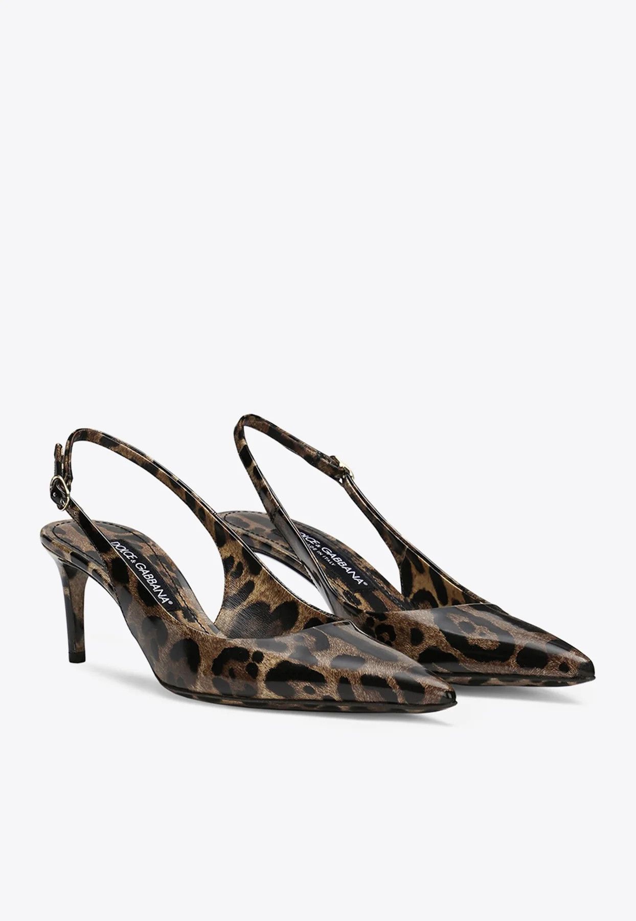 Dolce & Gabbana o1s22i1n0225 Leopard Print Slingback Pumps in Brown/Black Size US 7 / IT 37 - 2 Thumbnail