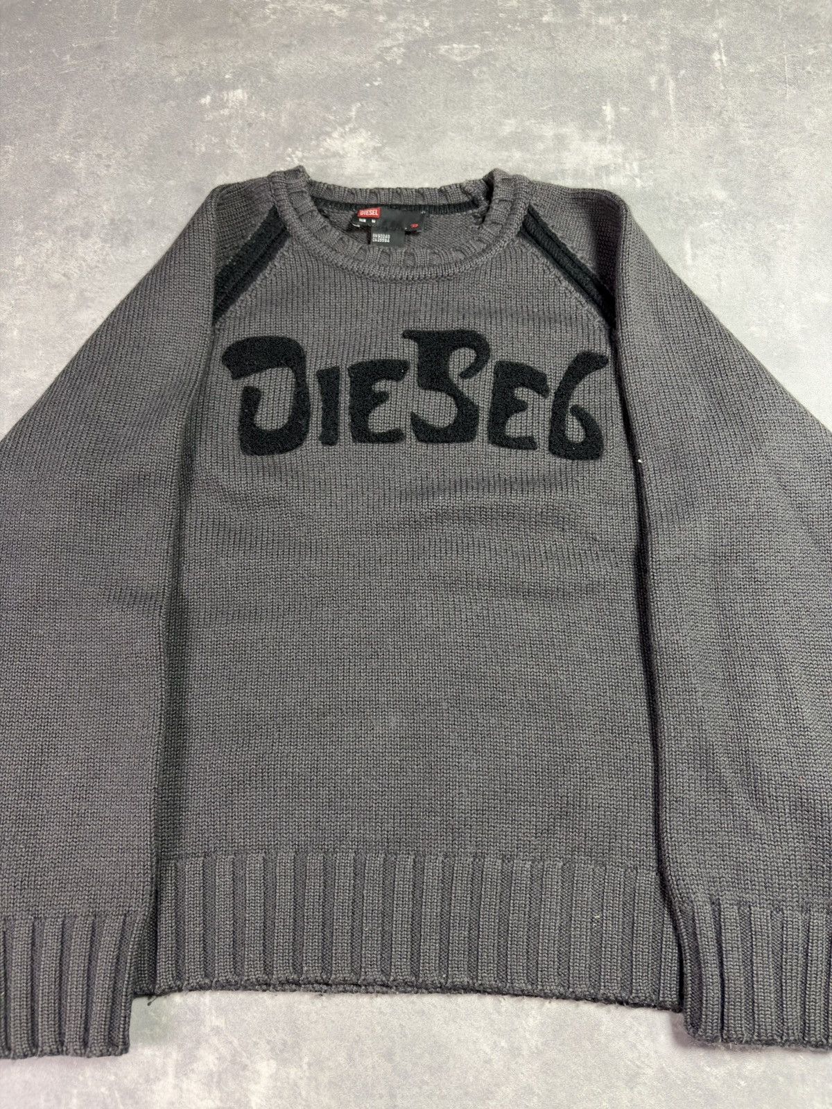 Diesel 00s Diesel Big Logo Wool Thick Boxy Knit Sweater M Size M / US 6-8 / IT 42-44 - 6 Thumbnail