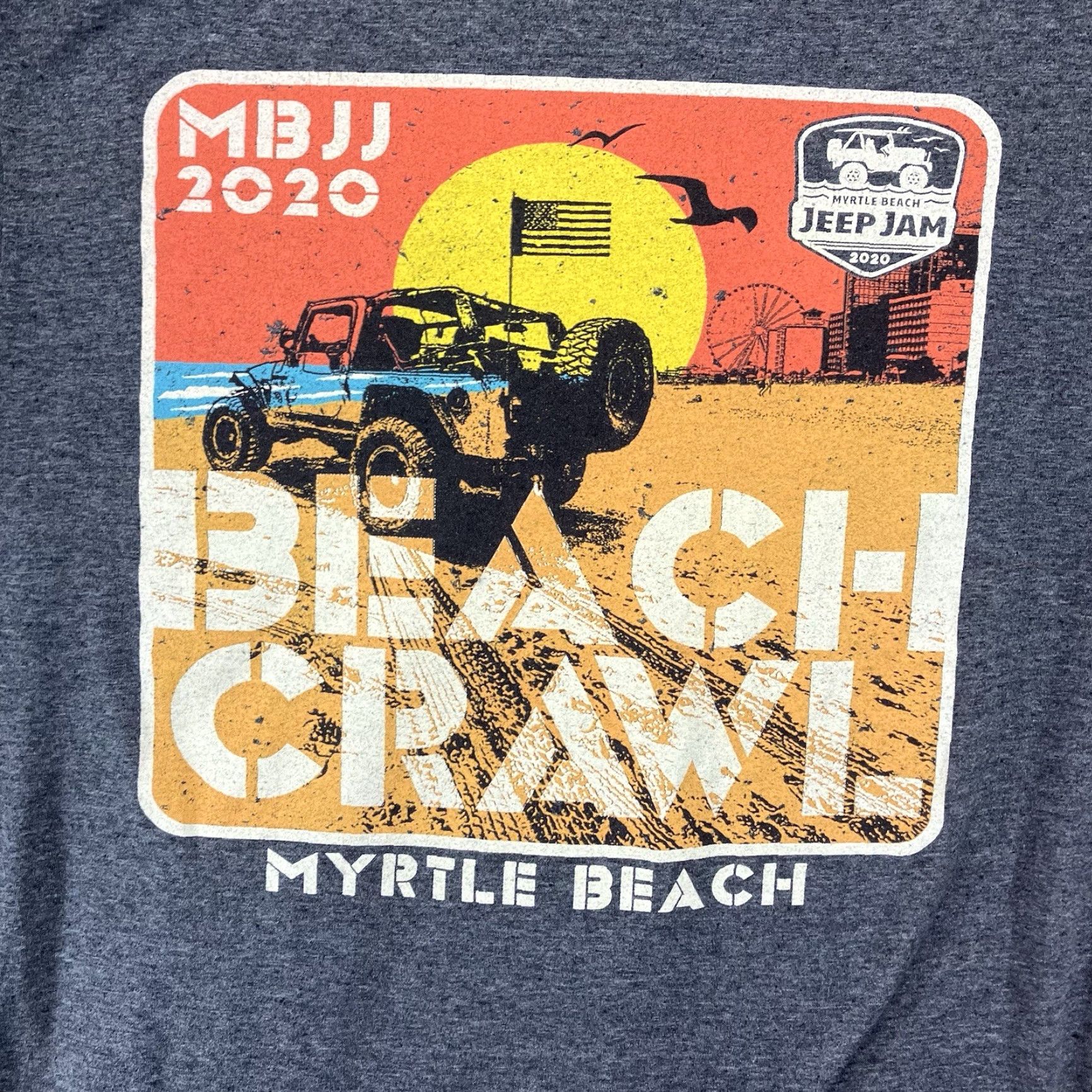 Jeep VINTAGE Jeep T Shirt Mens S Gray Graphic Back Jeep Jam 2020 Limited Edition Beach Cars Mens Size US S / EU 44-46 / 1 - 3 Thumbnail