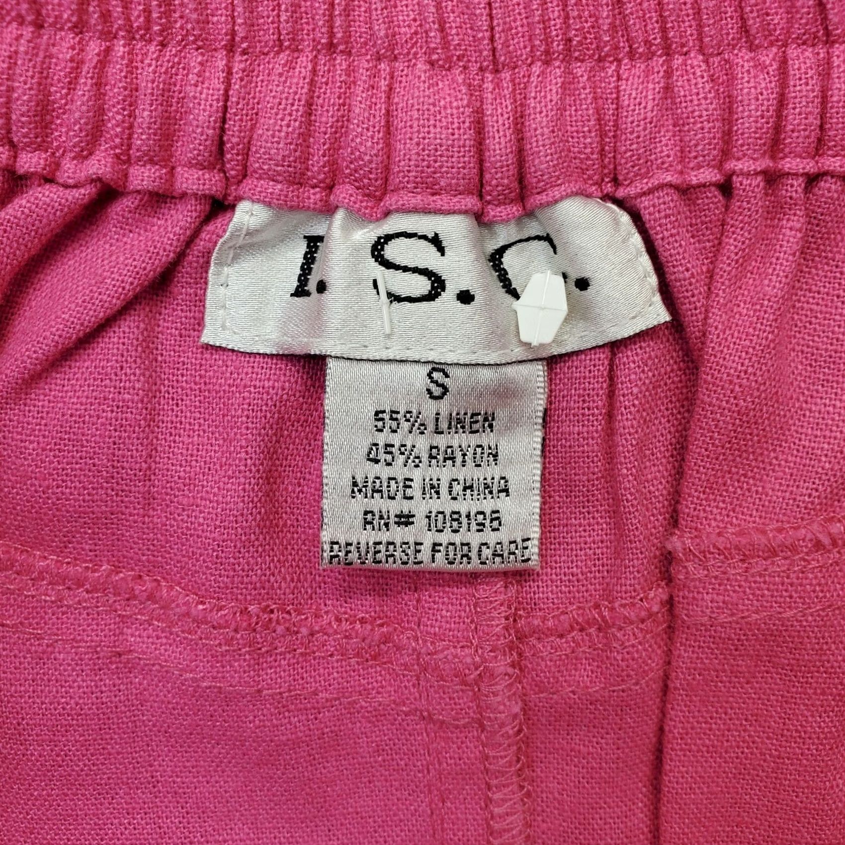 Pinko ISC Long Skirt Womens S Pink Linen Laser Cut Trim Hem Button Front - Casual A-Line/Vent, Lightweight, 34.75" Length, Waist 13.25" - Womens, 36098 Size 28" / US 6 / IT 42 - 7 Thumbnail