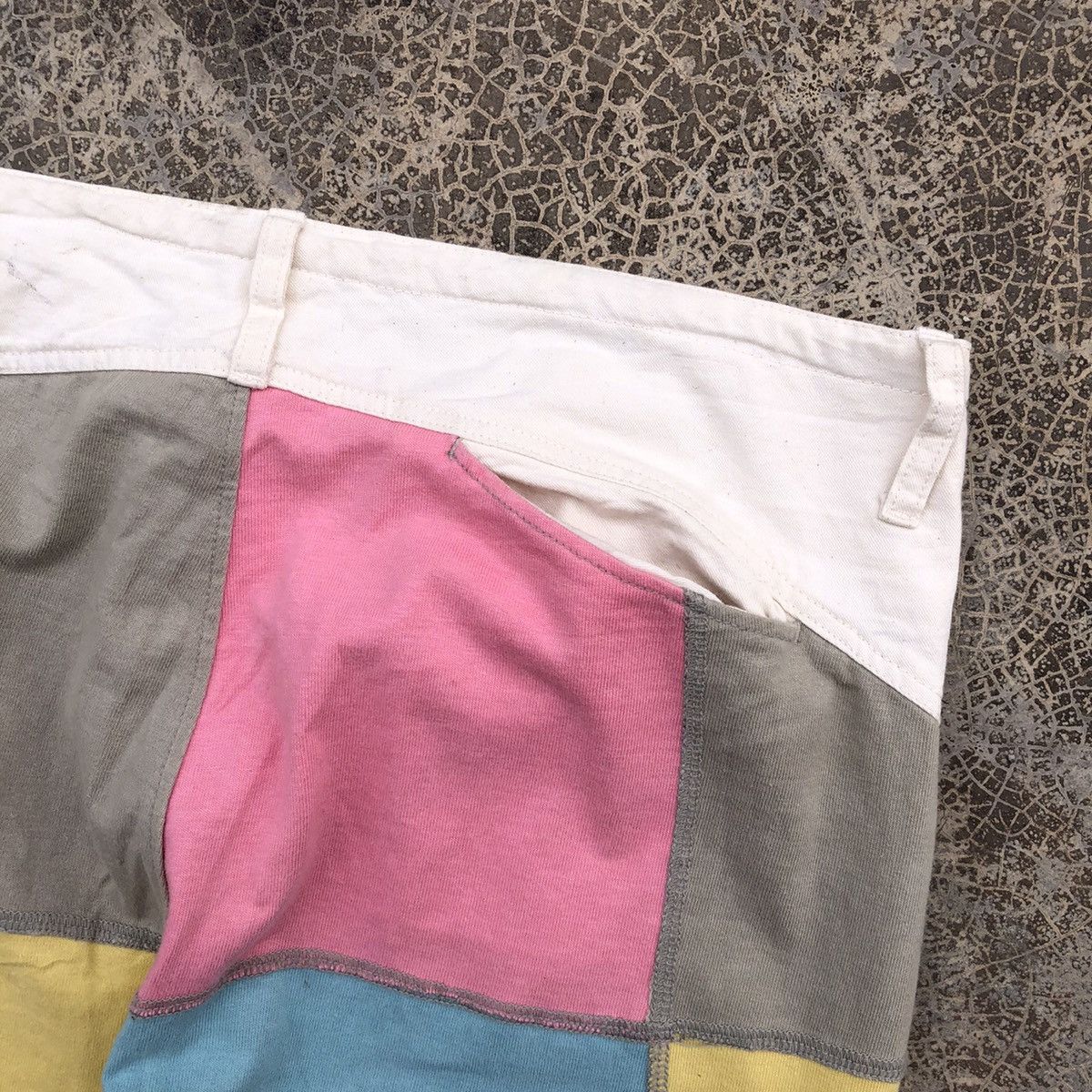 Japanese Brand ELEPHANT BLANC Rare Patchwork Multicolor Design Cotton Pants Size 35" - 8 Thumbnail