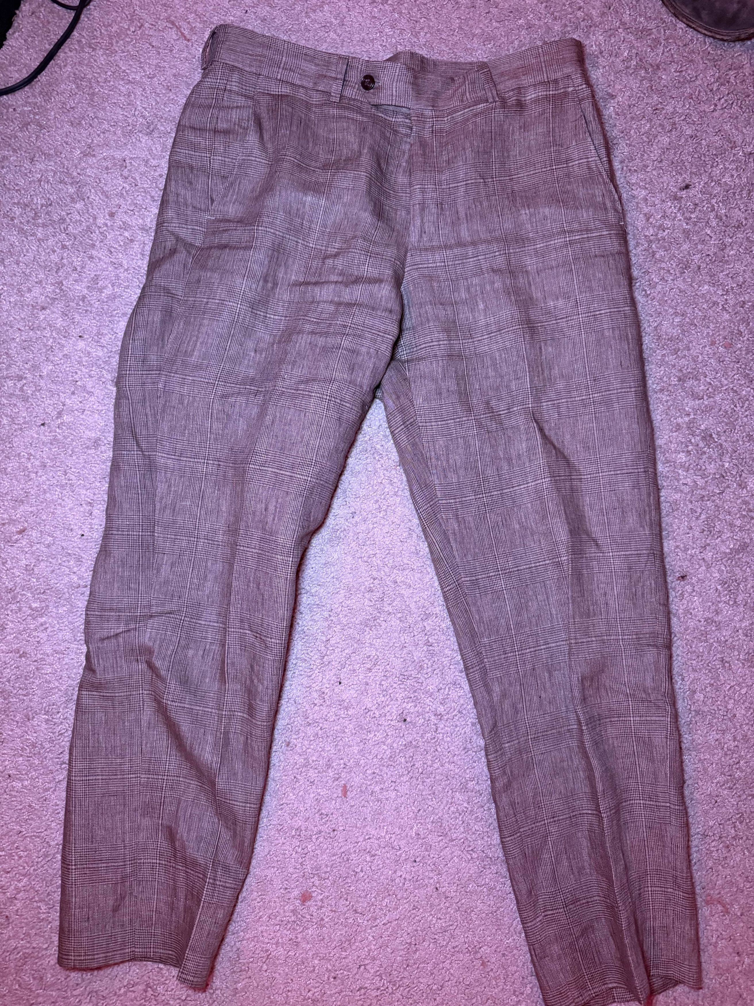Todd Snyder Todd Snyder Italian Linen Sutton Trouser in Olive Glenplaid Size US 31 - 3 Thumbnail