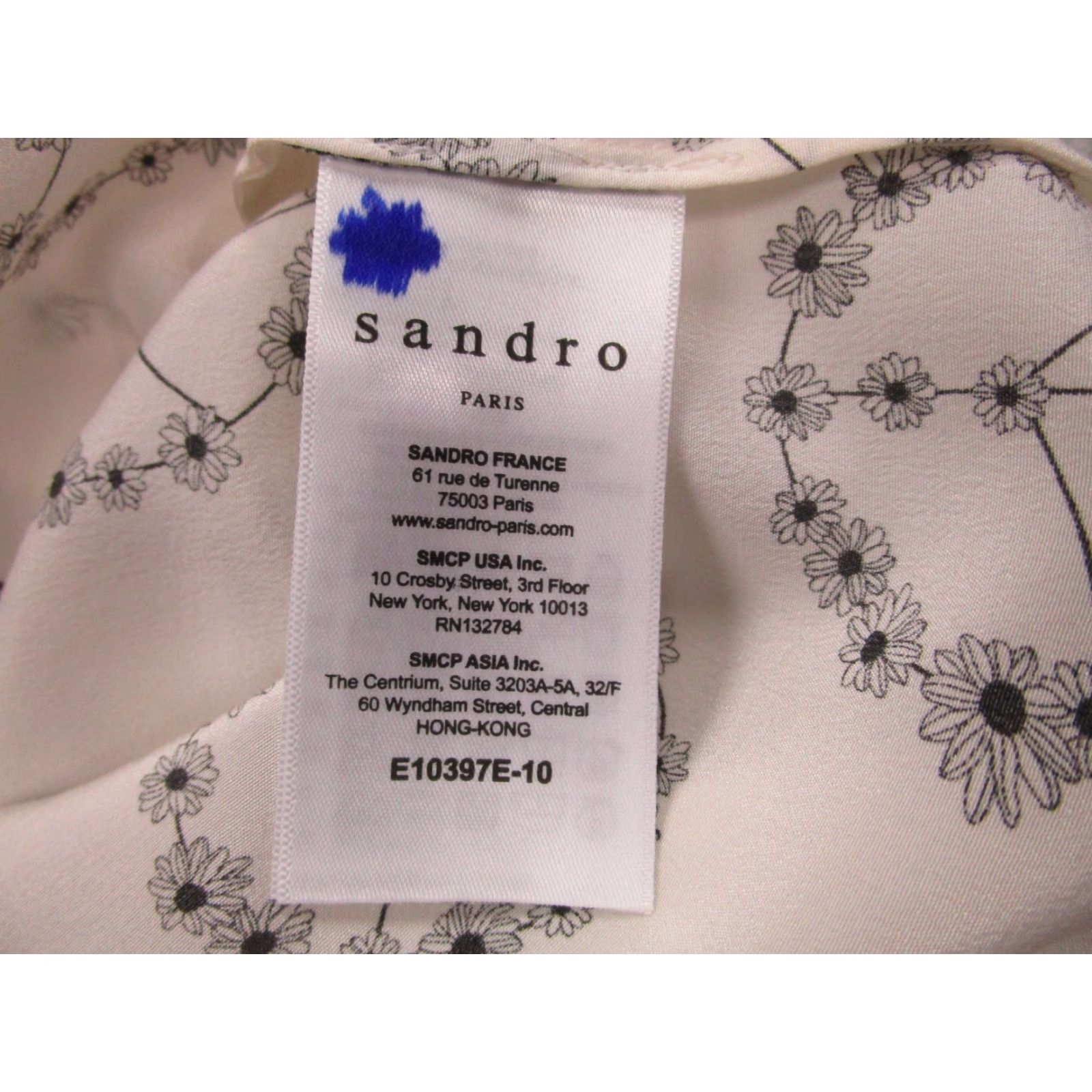 Sandro Sandro Paris Blouse Womens Size 2 White Silk Floral Sheer Long Sleeve Peace Theme Size XS / US 0-2 / IT 36-38 - 7 Thumbnail