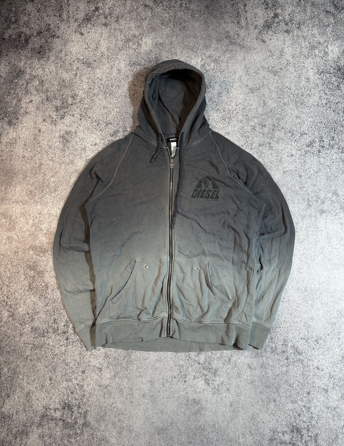 Diesel Vintage Diesel Back Big Logo Zip Up Hoodie Avant Garde Opium Size US XL / EU 56 / 4 - 4 Thumbnail