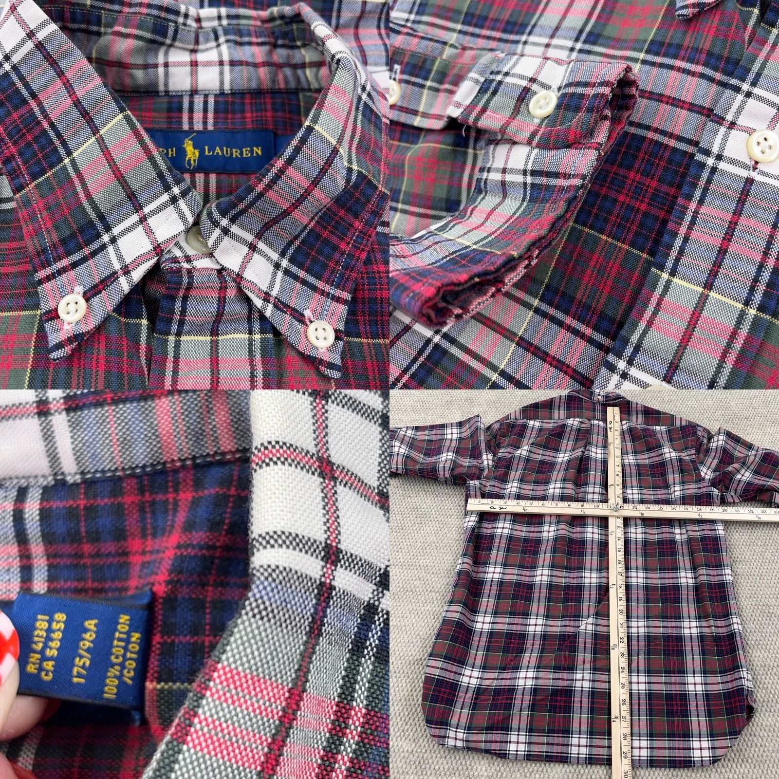 Ralph Lauren Ralph Lauren Shirt Men Medium Red Blue Button Up Oxford Cloth Tartan Plaid A61 Size US M / EU 48-50 / 2 - 8 Thumbnail
