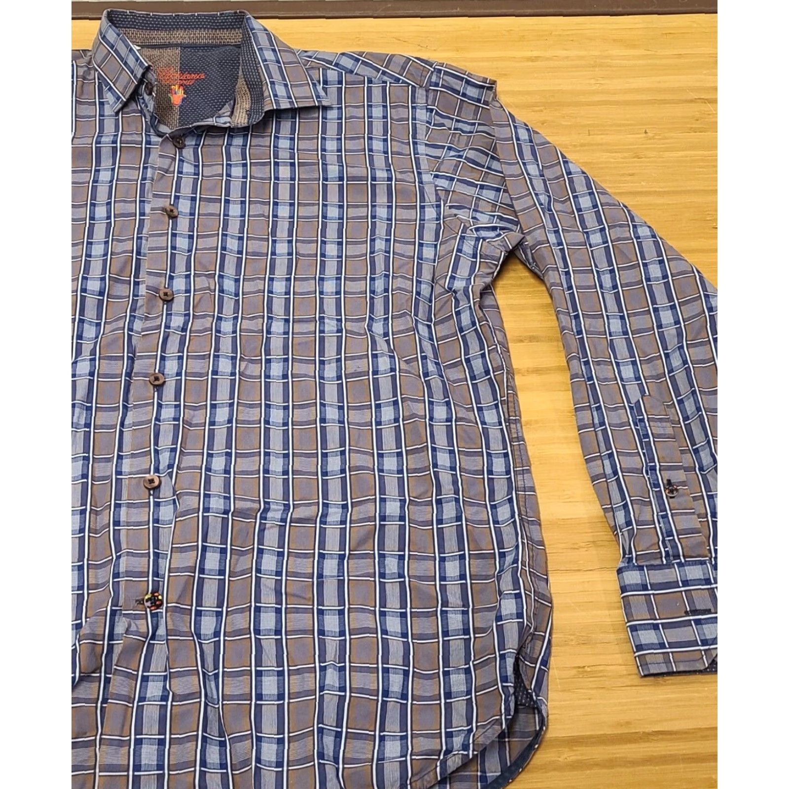 Luchiano Visconti Luchiano Visconti Shirt Long Sleeve Button-Up Plaid Brown Blue Mens L Regular Multicolor Modern Classic Mens Size US L / EU 52-54 / 3 - 2 Thumbnail