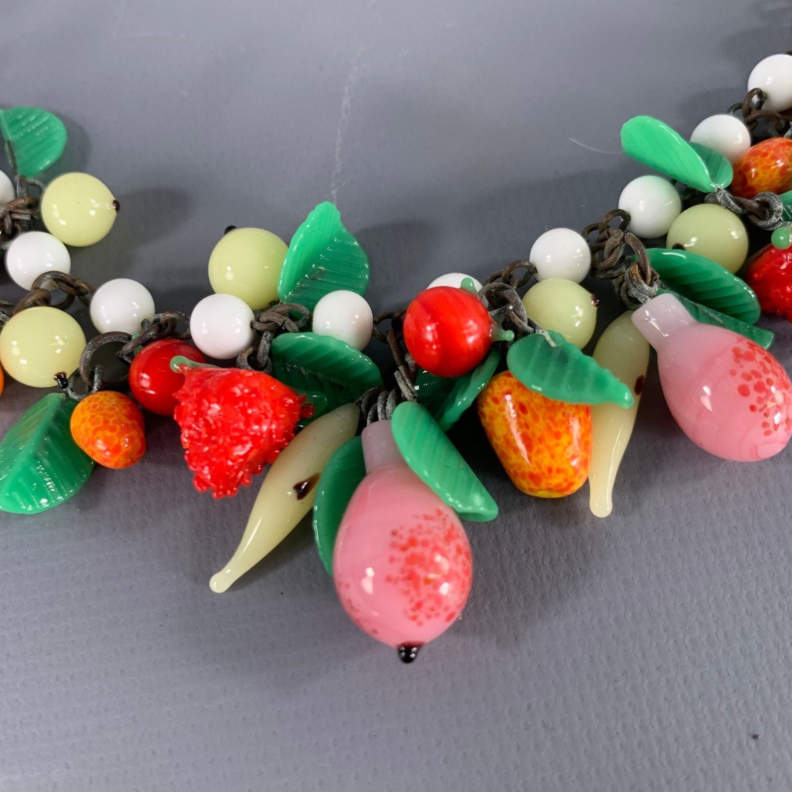 Miriam Haskell White Multi Color Fruit Beaded Art Deco Choker Necklace Size ONE SIZE - 2 Thumbnail