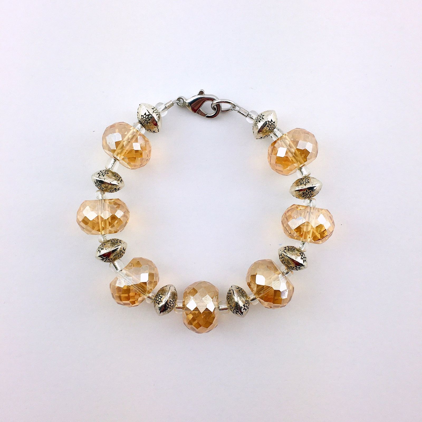 Handmade 🌅Amber Glass Silver Antique Style Handmade Women’s Bracelet Size ONE SIZE - 2 Thumbnail