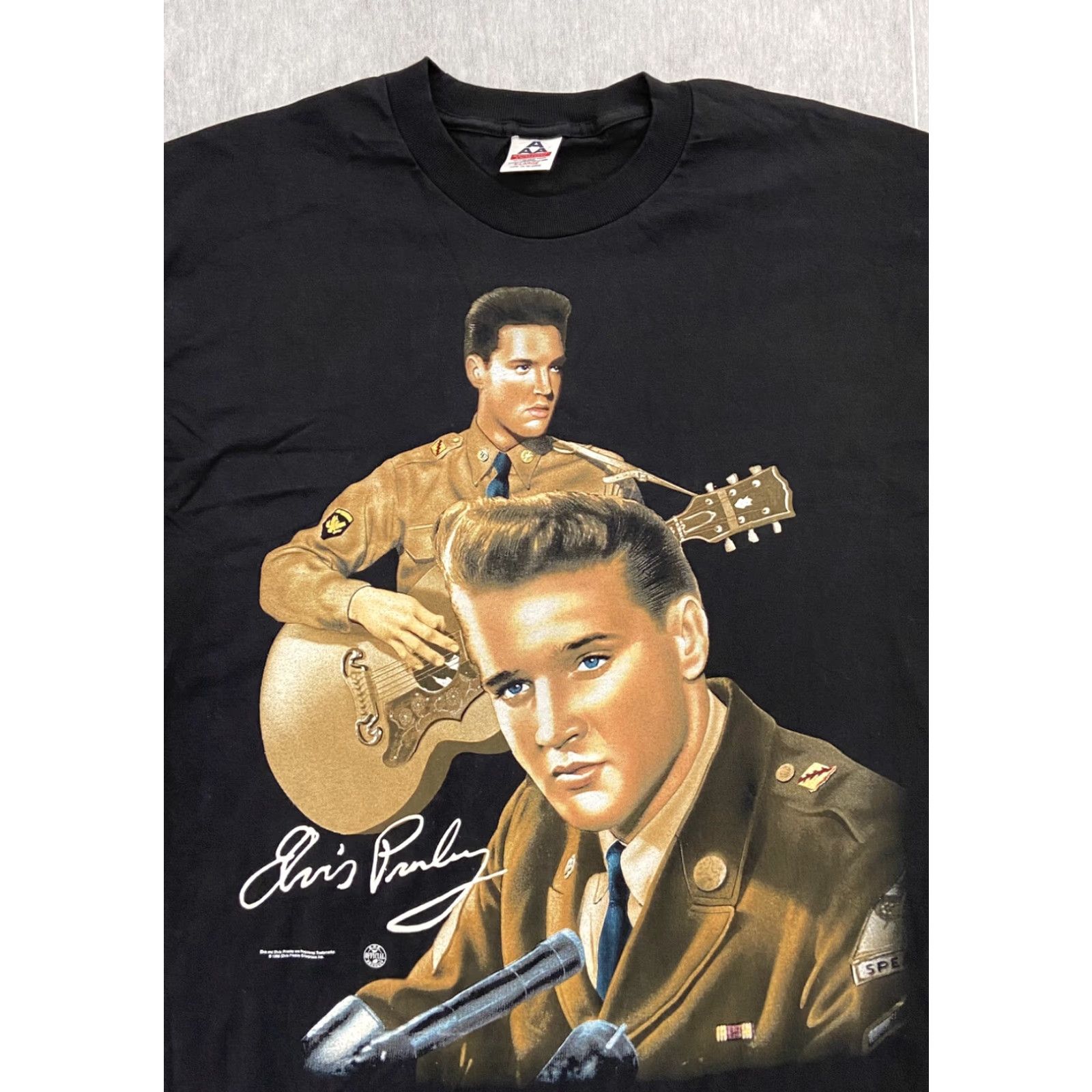 Vintage VINTAGE Elvis Presley T-Shirt Soldier Adult XL Black Rock Tee Mens XL 90s Band Military Theme Mens XL Size US XL / EU 56 / 4 - 3 Thumbnail