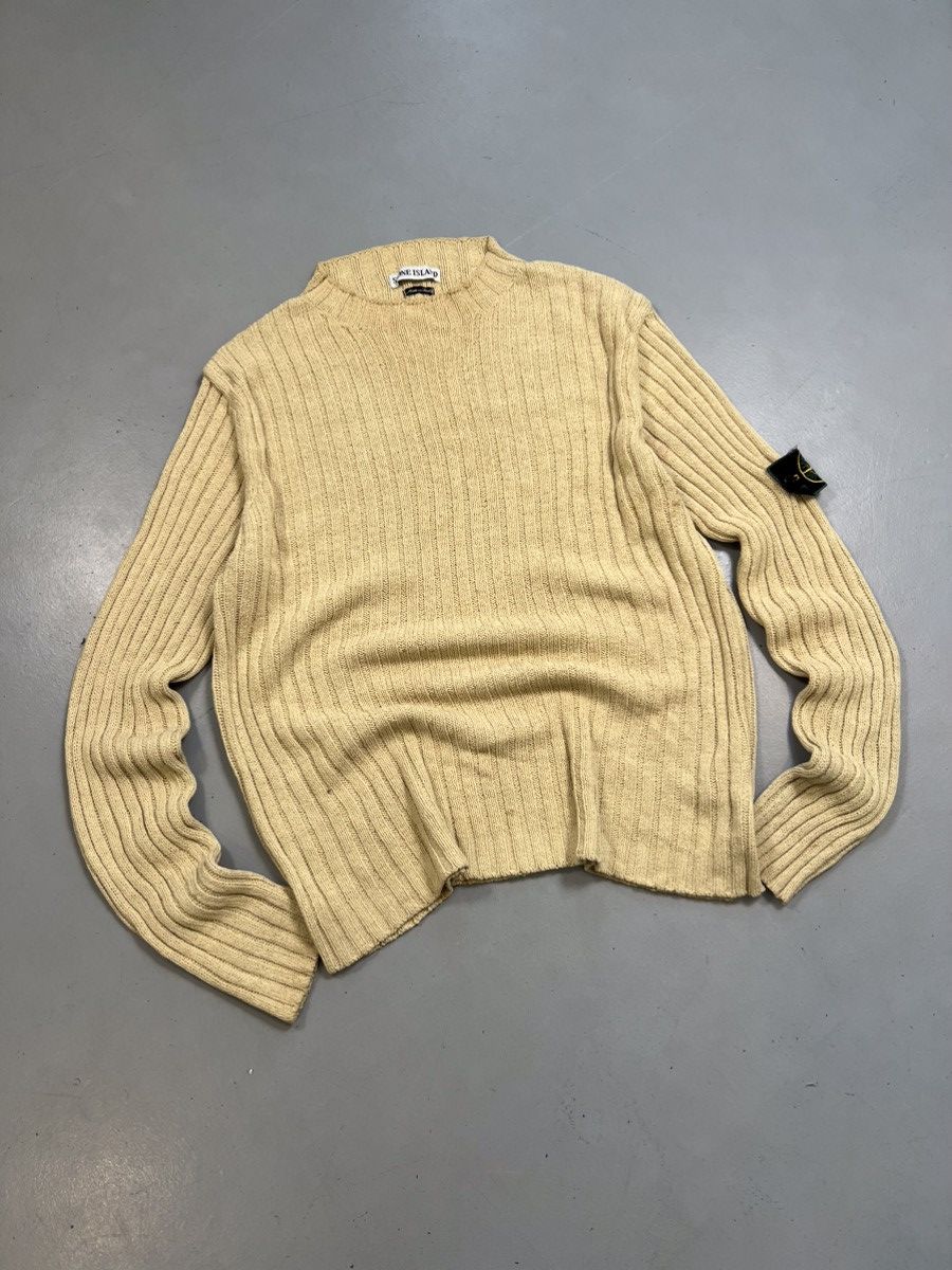 Vintage stone island button up knit sweater