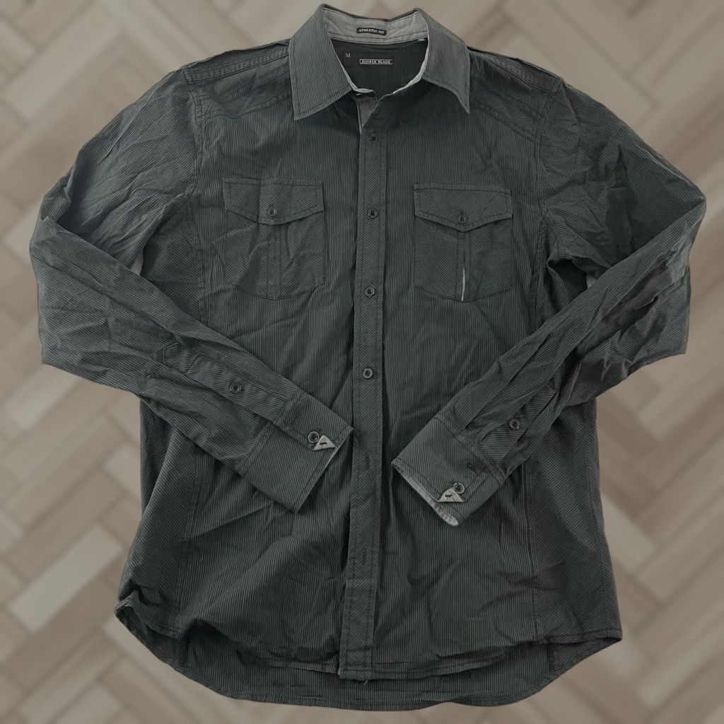 Buckle Black Buckle Black Athletic Striped Button-Up Shirt Men's M Black Long Sleeve Cotton Pocket Western Size US M / EU 48-50 / 2 - 1 Thumbnail
