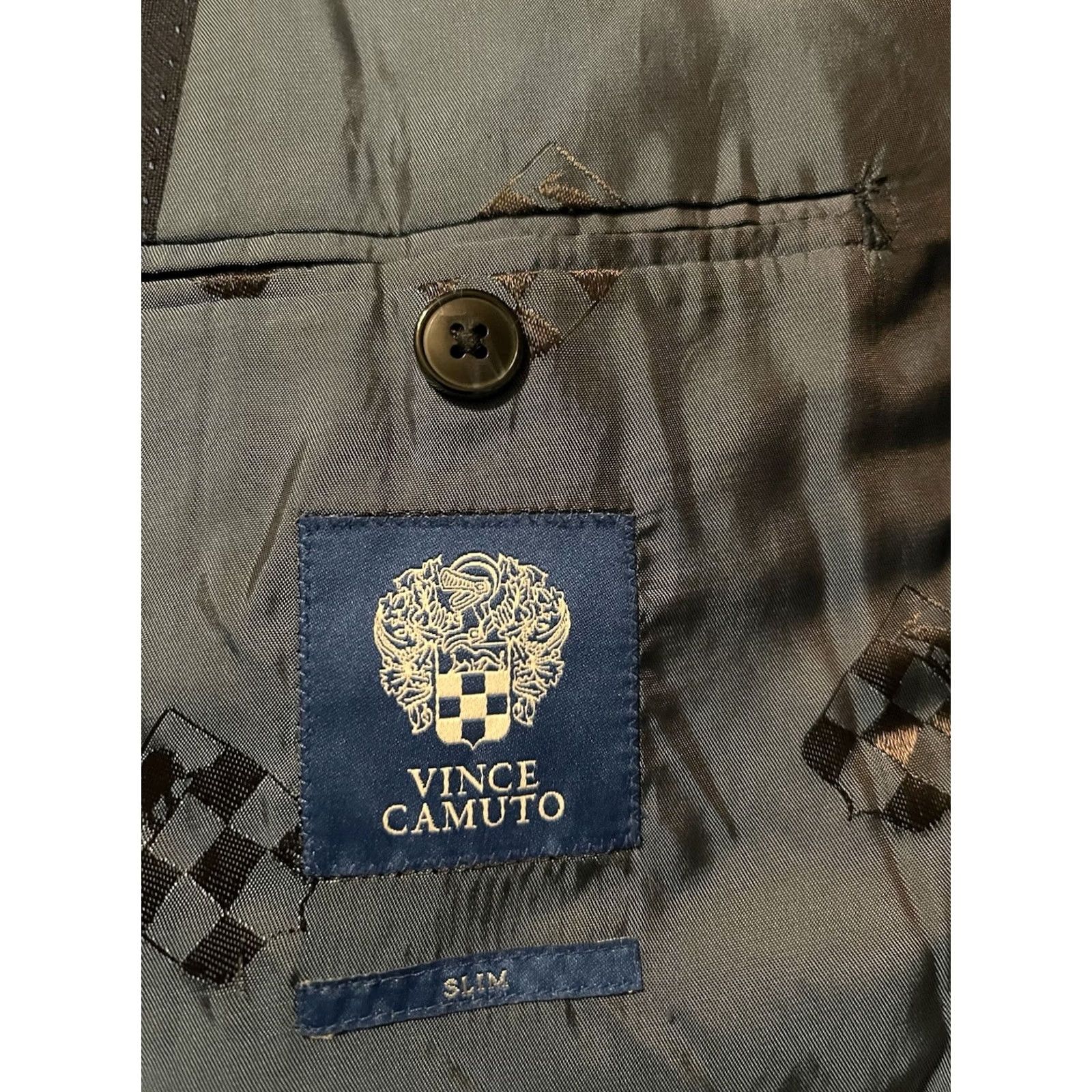 Vince Camuto Vince Camuto Blazer Navy Wool Slim Fit 40R Men Jacket Coat Blazer Wool Blue Windowpane New Size 40R - 6 Thumbnail