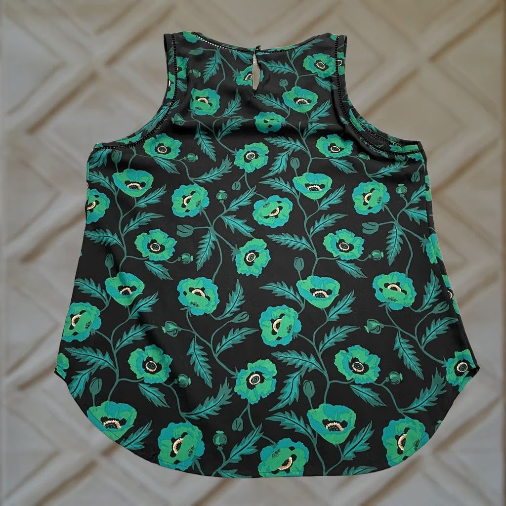 J.Crew VINTAGE J.CREW Halter Tank Top Blouse Womens 4 Black Green Floral Casual Summer Tropical Size S / US 4 / IT 40 - 1 Thumbnail