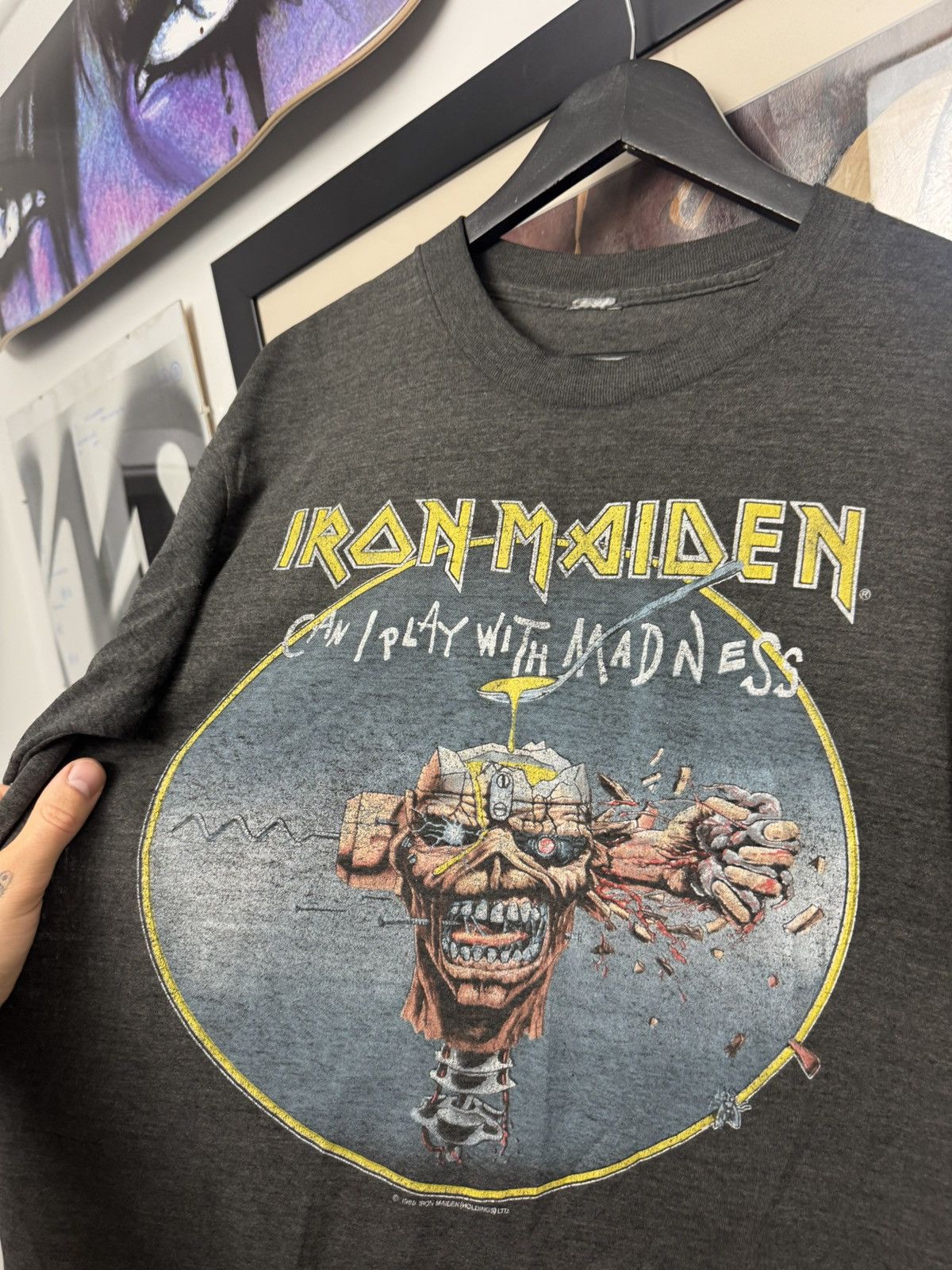 Band Tees Vintage 80s Iron Maiden Can I Play With Madness Band Tee Size US L / EU 52-54 / 3 - 3 Thumbnail