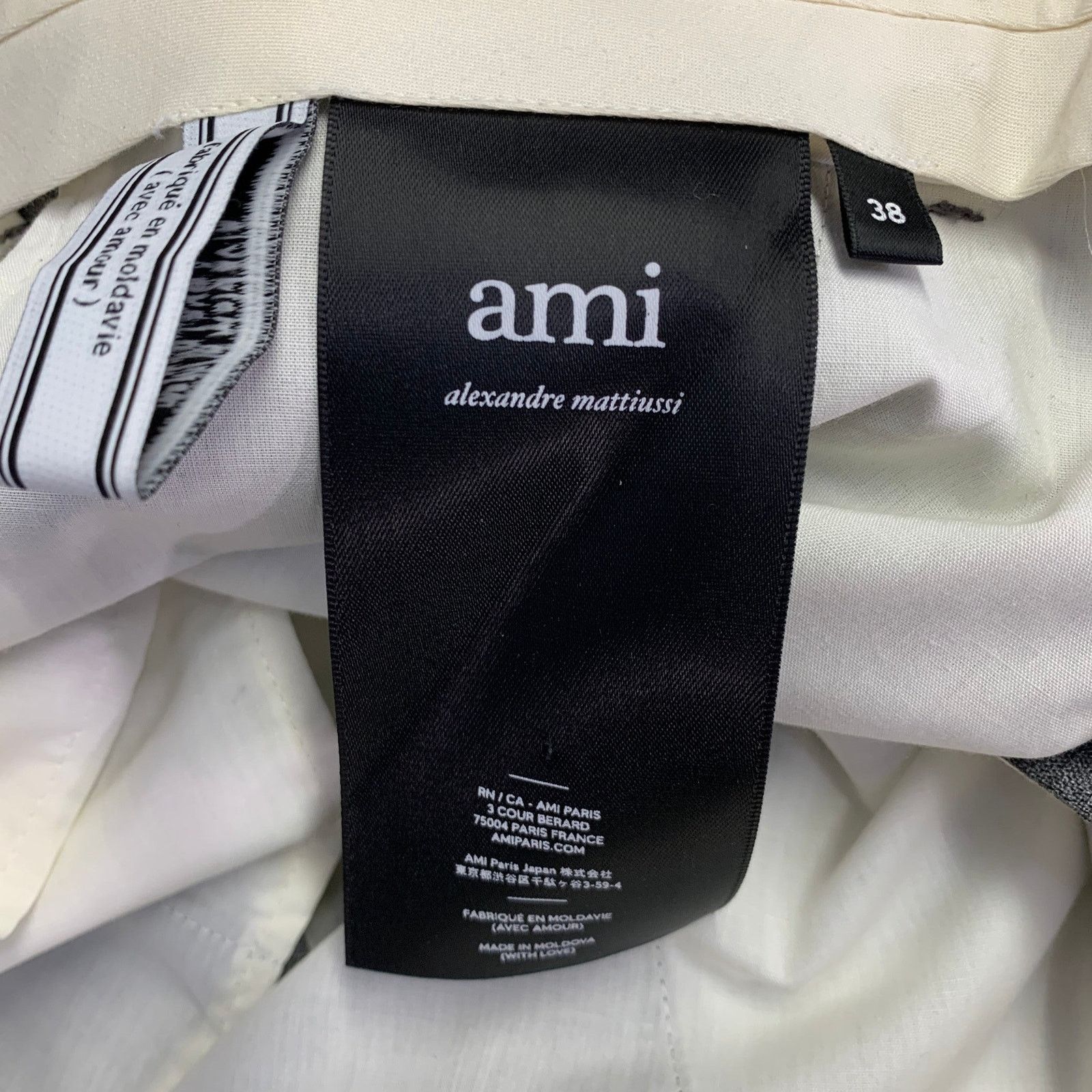 AMI Size 38 Grey Wool Notch Lapel Suit Size 38R - 11 Thumbnail