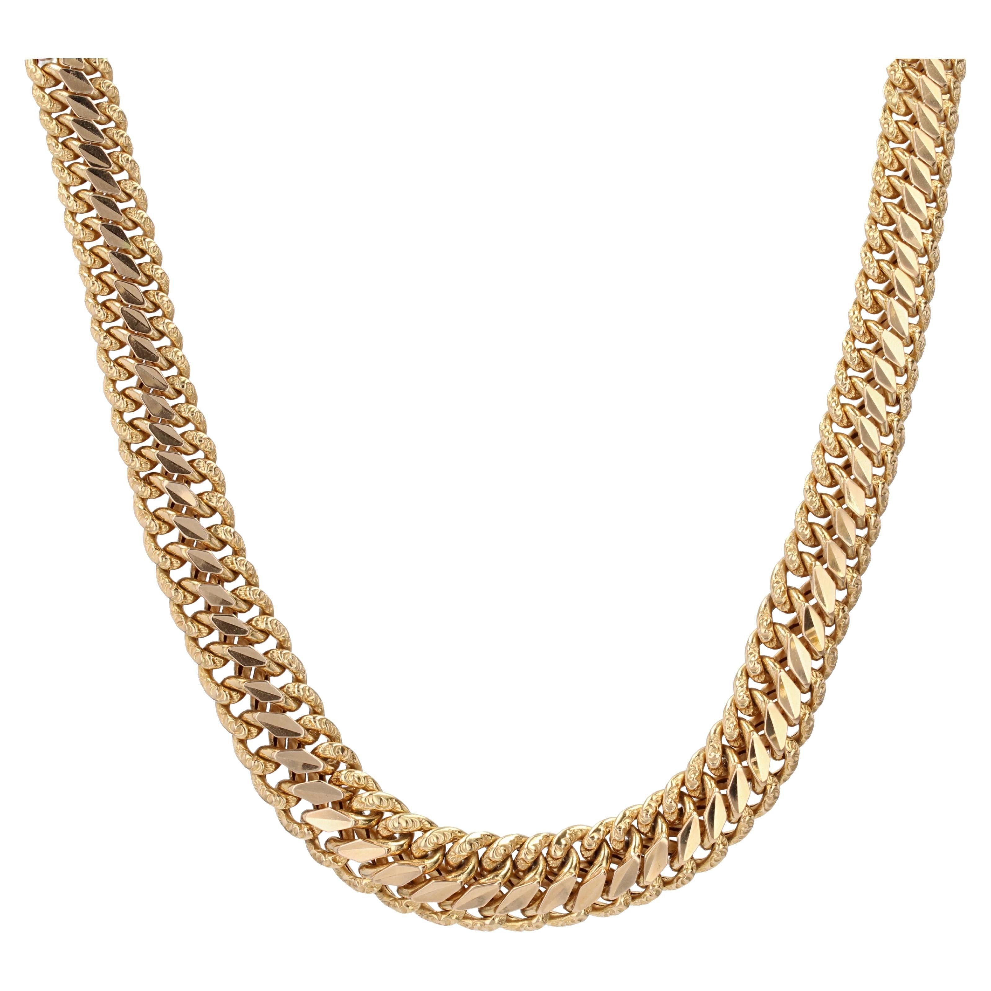 image of Vintage French 1960S 18 Karat Yellow Gold Retro Curb Chain Necklace, Women's