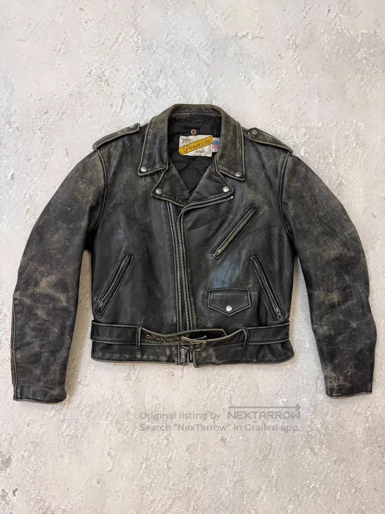 Schott Schott Vintage cable-stayed motorcycle leather jacket Size US L / EU 52-54 / 3 - 1 Thumbnail