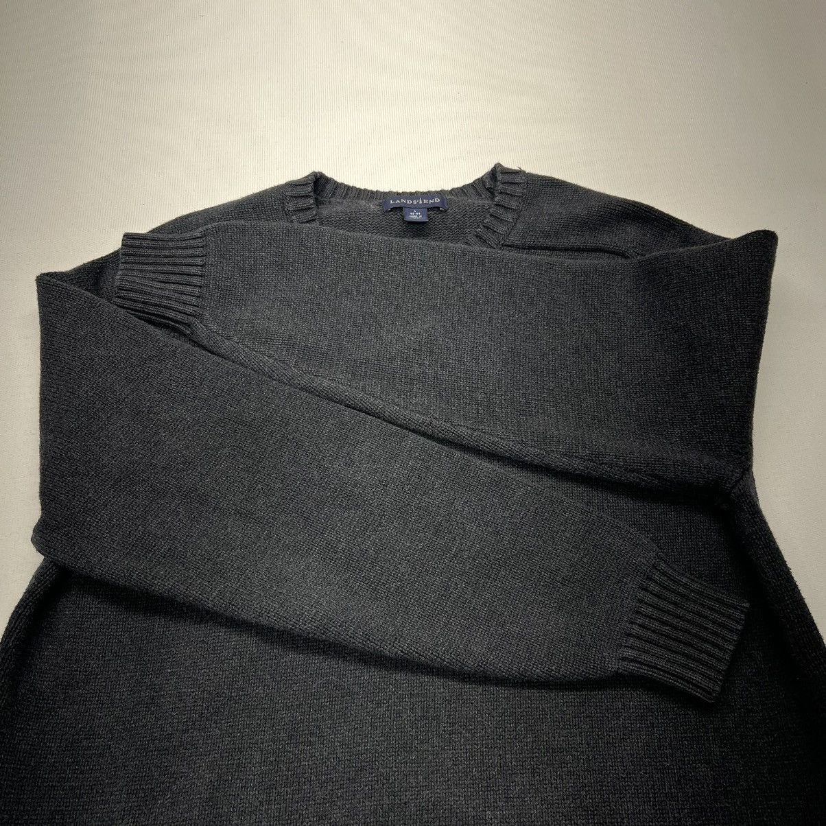 Lands' End × Vintage VTG Lands End Sweater Grey Heavy Pullover Knit Japan Made Size US L / EU 52-54 / 3 - 5 Thumbnail