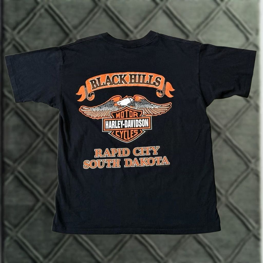 Harley Davidson VINTAGE Harley-Davidson Shirt Unisex Adults Large Black 1990s Howling Wolf Sturgis Biker Size US L / EU 52-54 / 3 - 1 Thumbnail