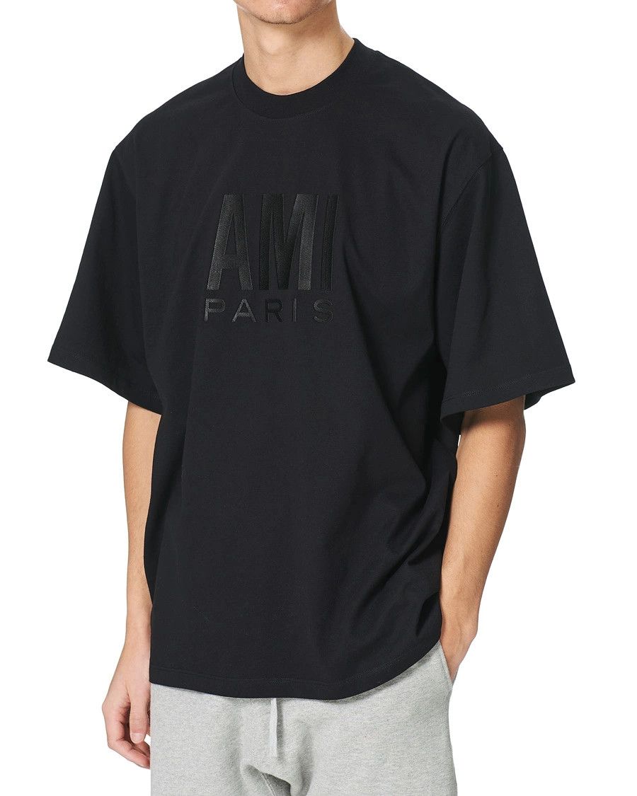 AMI Ami de Coeur Black T-shirt in organic cotton jersey. Size US XL / EU 56 / 4 - 1 Thumbnail
