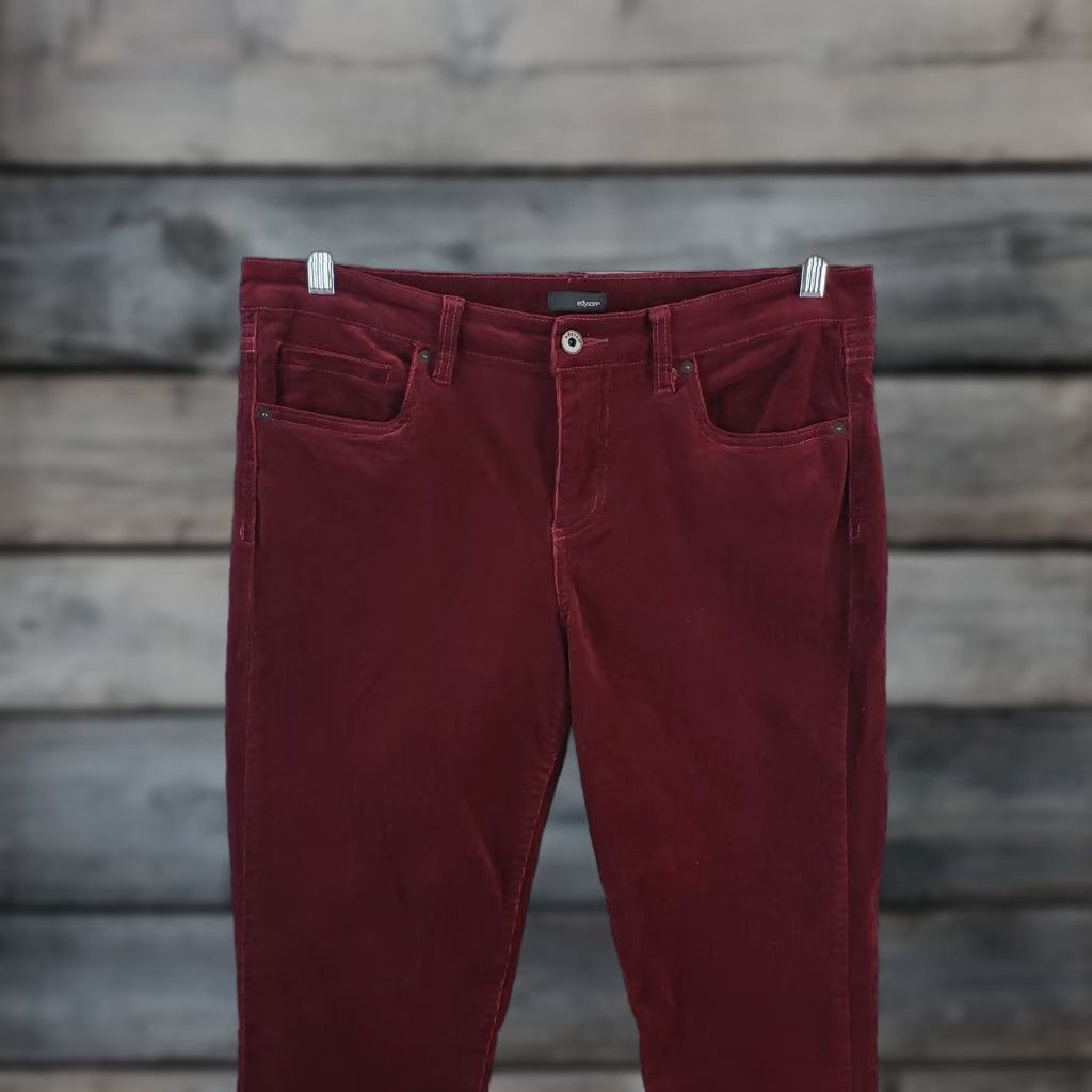 Vintage Edyson Womens Skinny Corduroy Pants Sz 31 Red Mid Rise Cotton Blend Pant Womens Size 24" / US 00 / IT 34 - 1 Thumbnail