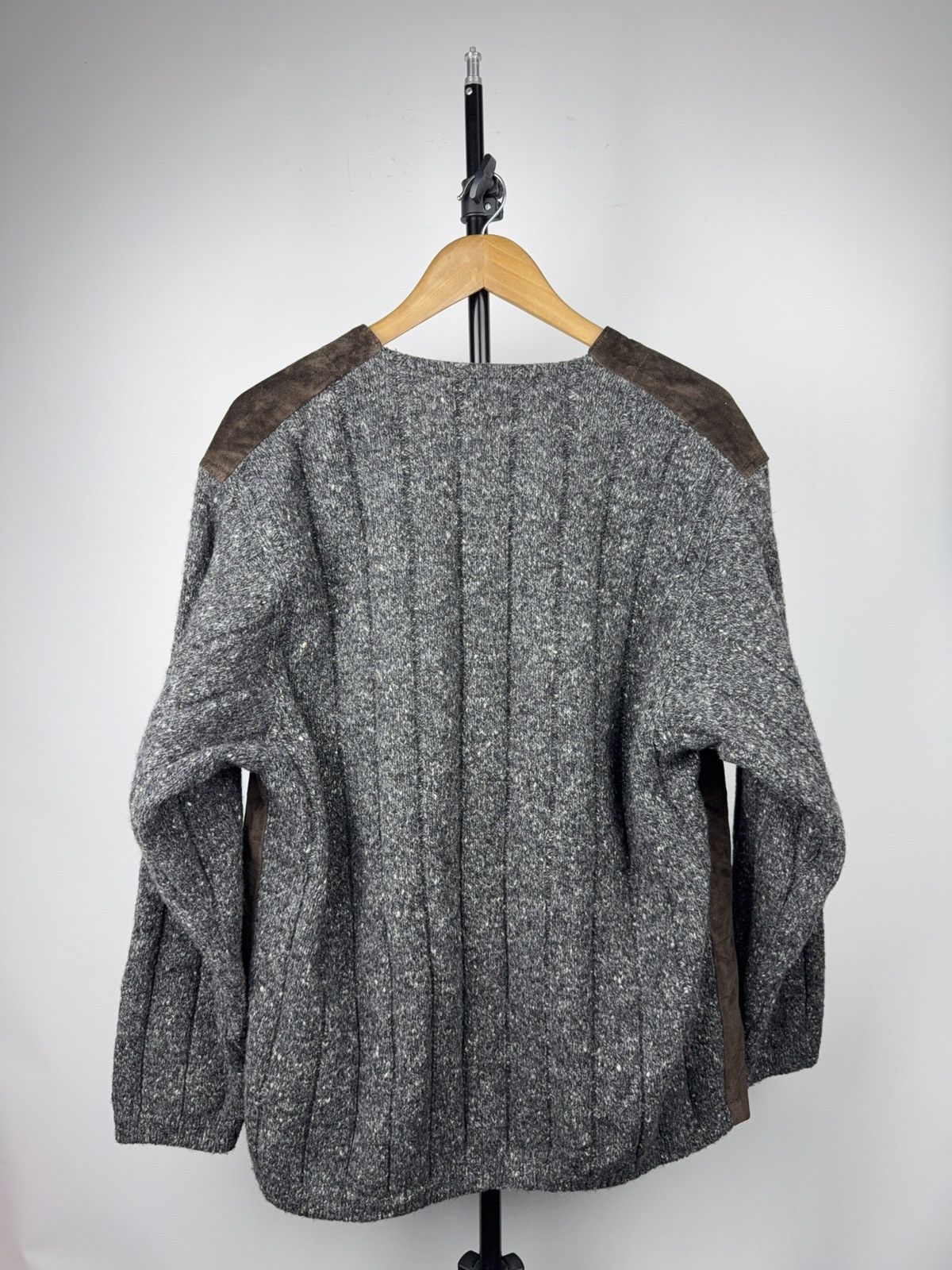Japanese Brand Luxury 00s Andrea Fenzi Wool Suede Panel Cardigan Italy Size US XL / EU 56 / 4 - 7 Thumbnail