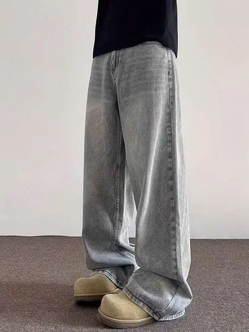 Jean washed VINTAGE 90s baggy jeans pants Size US 34 / EU 50 - 4 Thumbnail