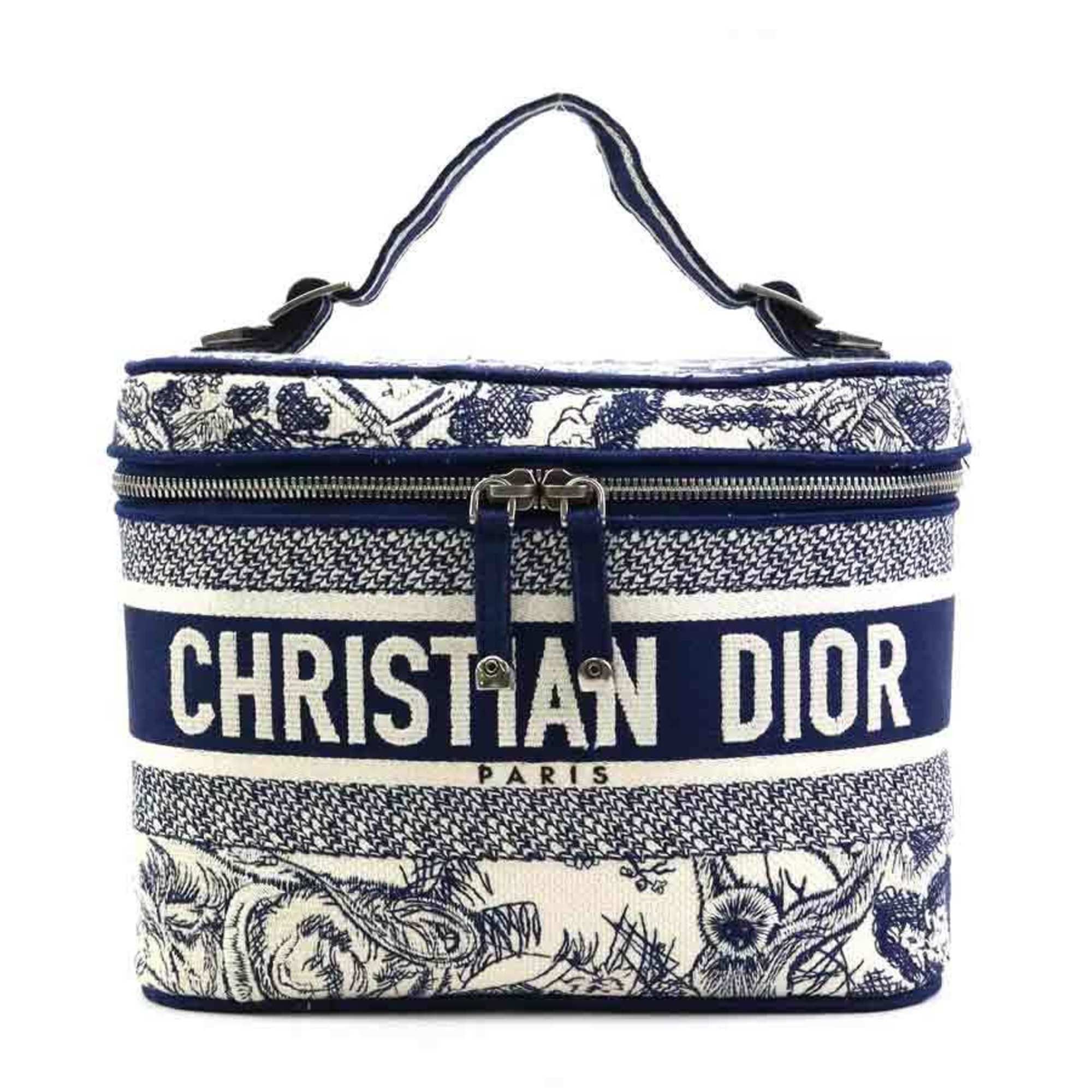 Dior Christian Dior Vanity Bag, Oblique Canvas, Navy and White, Women's, Free Shipping, 90124a Size ONE SIZE - 1 Thumbnail