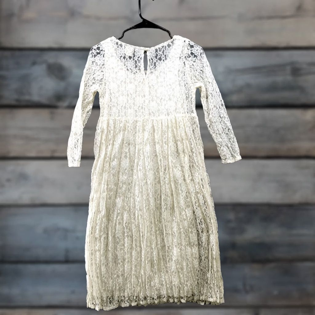 Vintage VINTAGE Sara Babs All Lace Dress Womens S Ivory 3/4 Sleeve Midi A-Line 1980s Vintage Hipster Boho Victorian Size S / US 4 / IT 40 - 1 Thumbnail