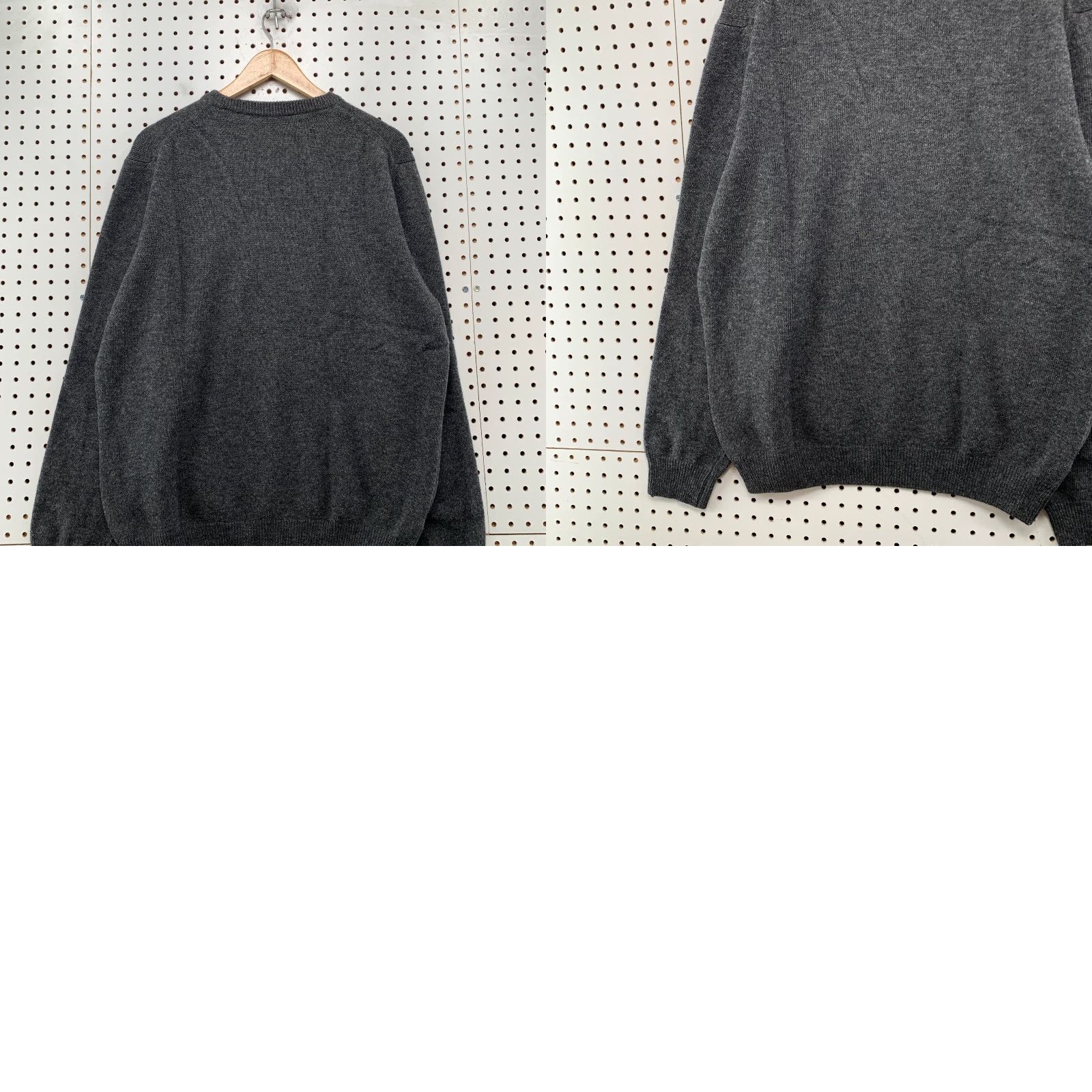 VINTAGE Henry Cotton Sweater Mens M Gray Merino Wool Crewneck Knit Pullover Winter Fall Italy 90s Mens