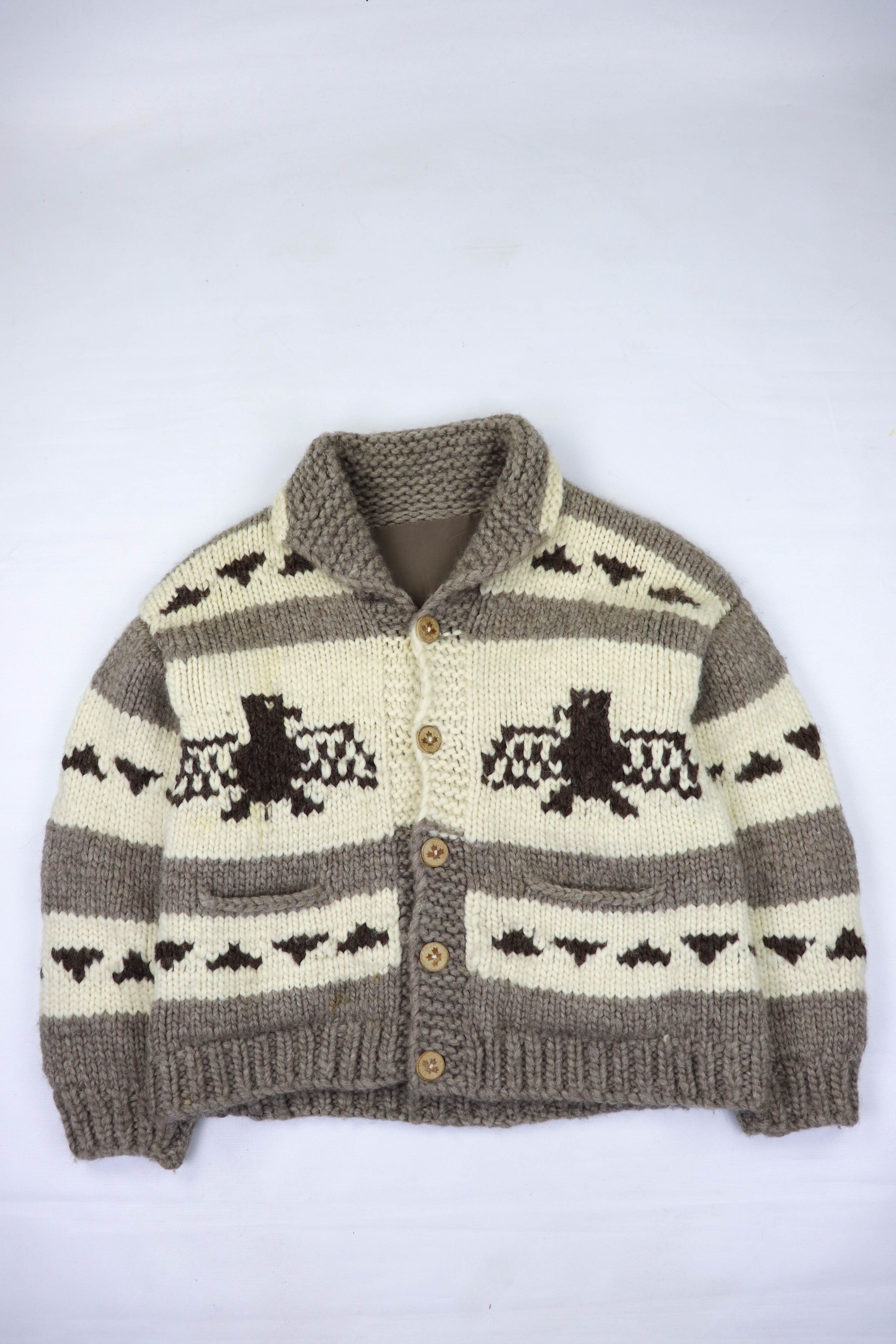 60s Vintage Canadian Heavy Handknitted Wool Cowichan Sweater