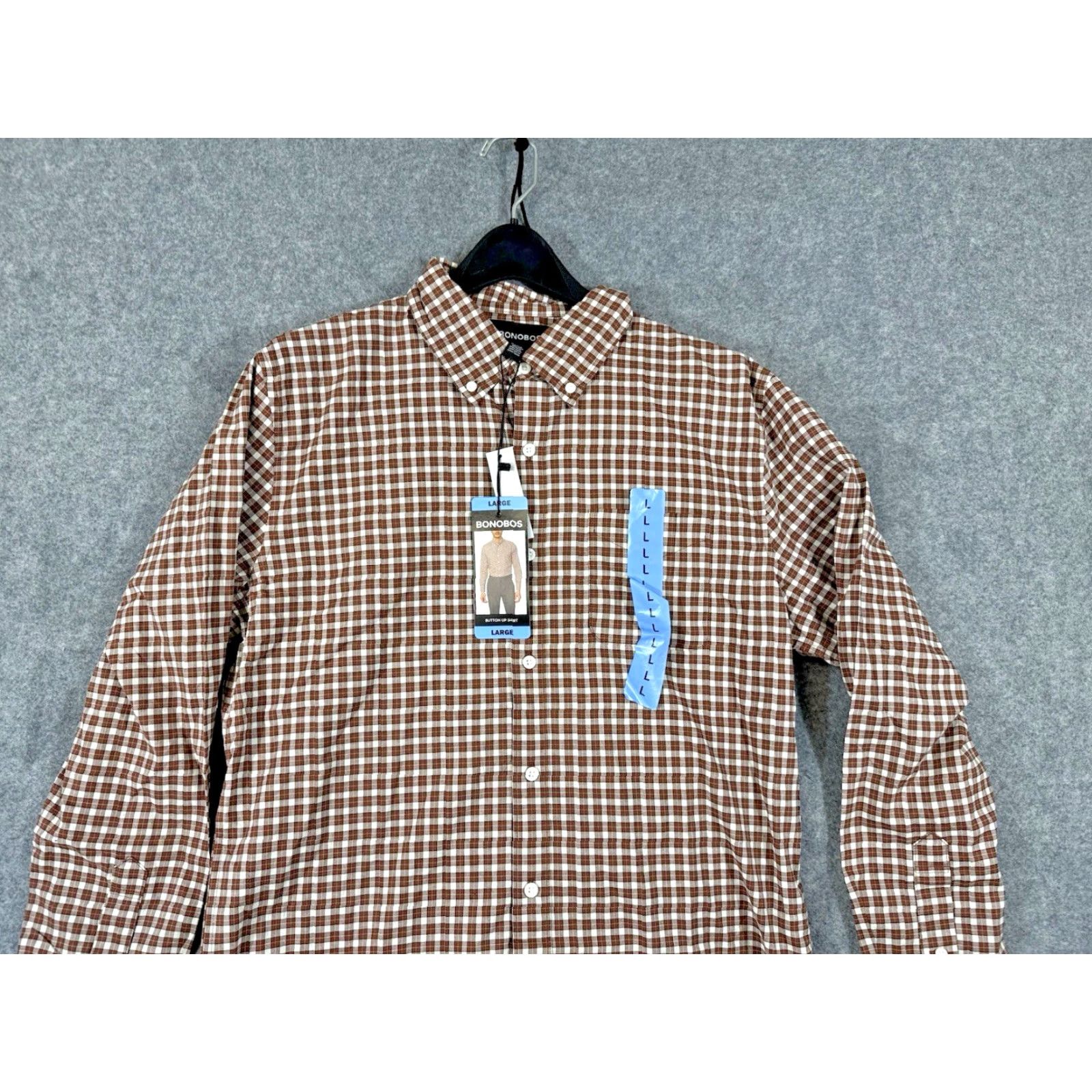 Bonobos Bonobos Shirt Men L Brown Check Long Sleeve 100% Cotton Button-Up NWT Size US L / EU 52-54 / 3 - 2 Thumbnail
