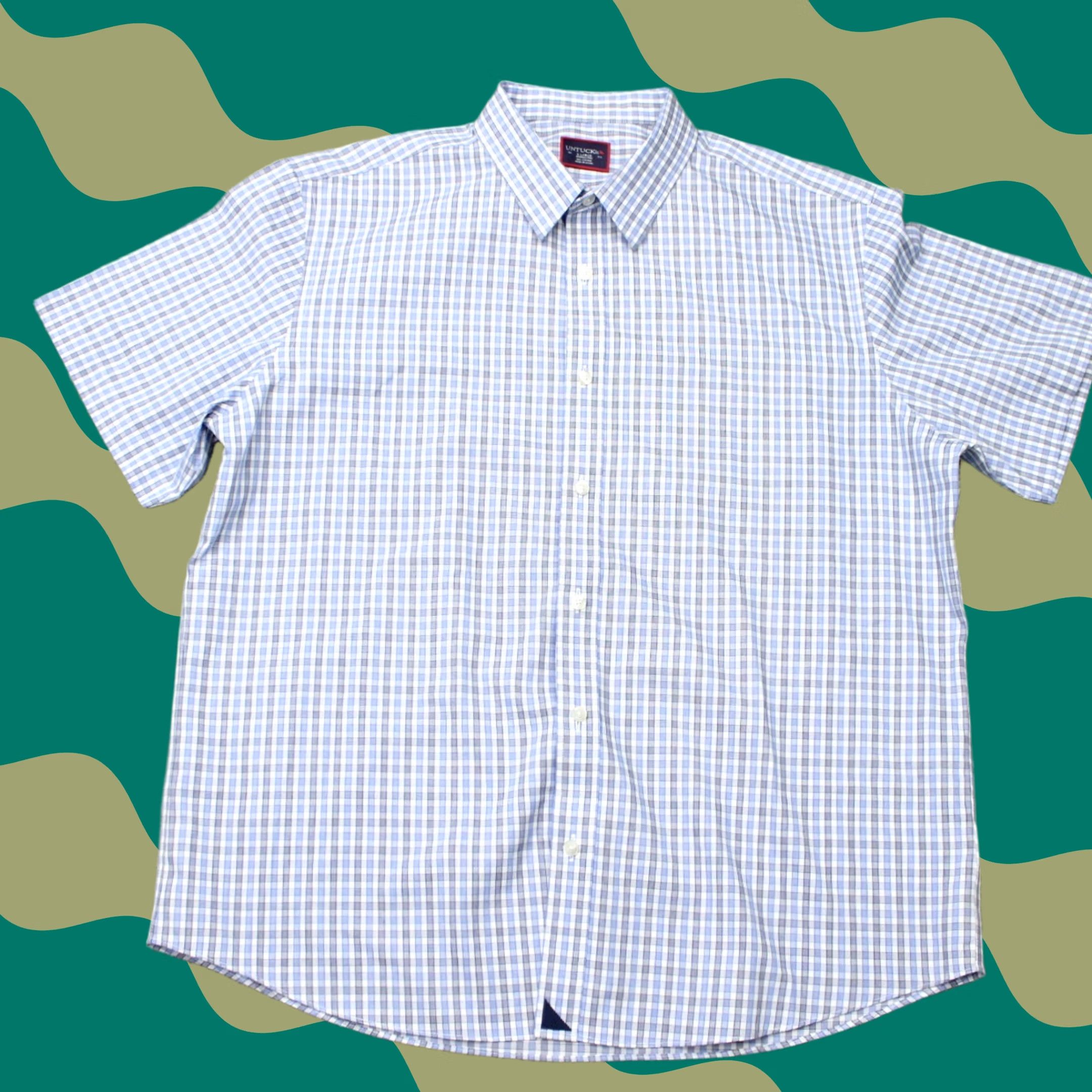 UNTUCKit UNTUCKit Shirt Mens XL Blue/Gray Check Button-Up L/S Wrinkle Free Cotton Regular Fit Clothing Un tucking Size US XL / EU 56 / 4 - 1 Thumbnail