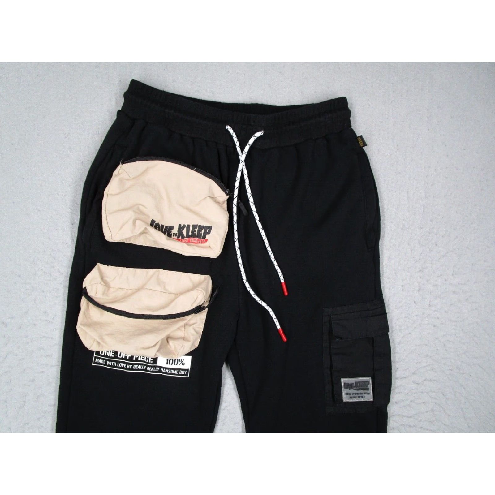 Vintage VINTAGE Love to Kleep Men's Joggers Pants Activewear Casual Tapered Cotton Blend Black XL Size US 36 / EU 52 - 2 Thumbnail