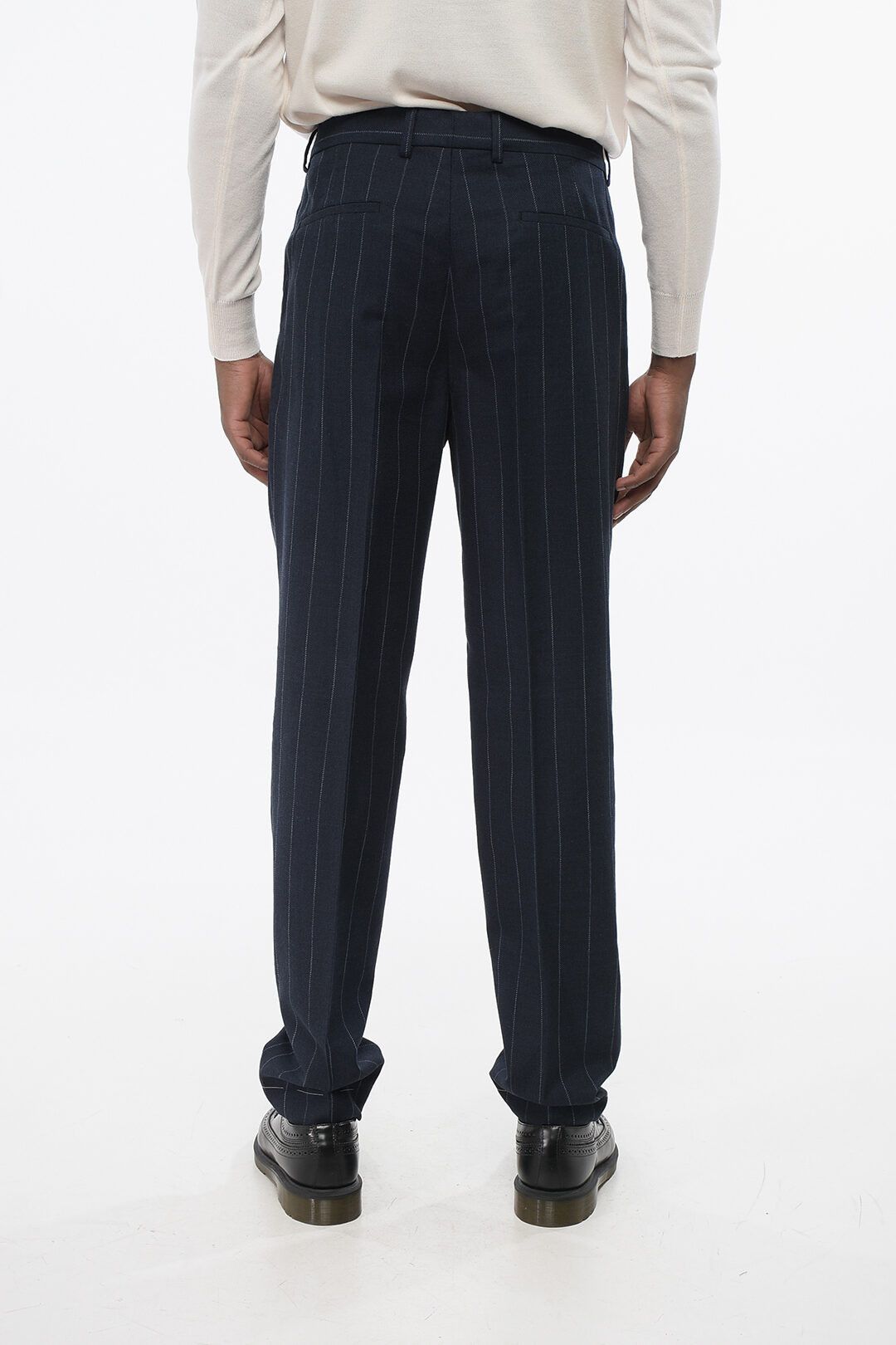 Brunello Cucinelli og1mm0825 Single-pleated Virgin Wool Blend Pant in Blue Size US 30 / EU 46 - 2 Thumbnail