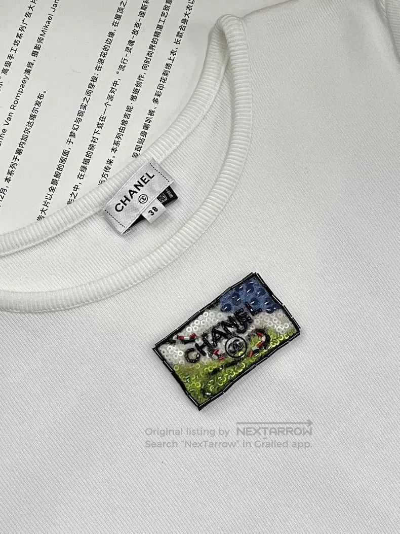 Chanel Chanel 23C white beaded letter embroidery short sleeves Size XS / US 0-2 / IT 36-38 - 2 Thumbnail